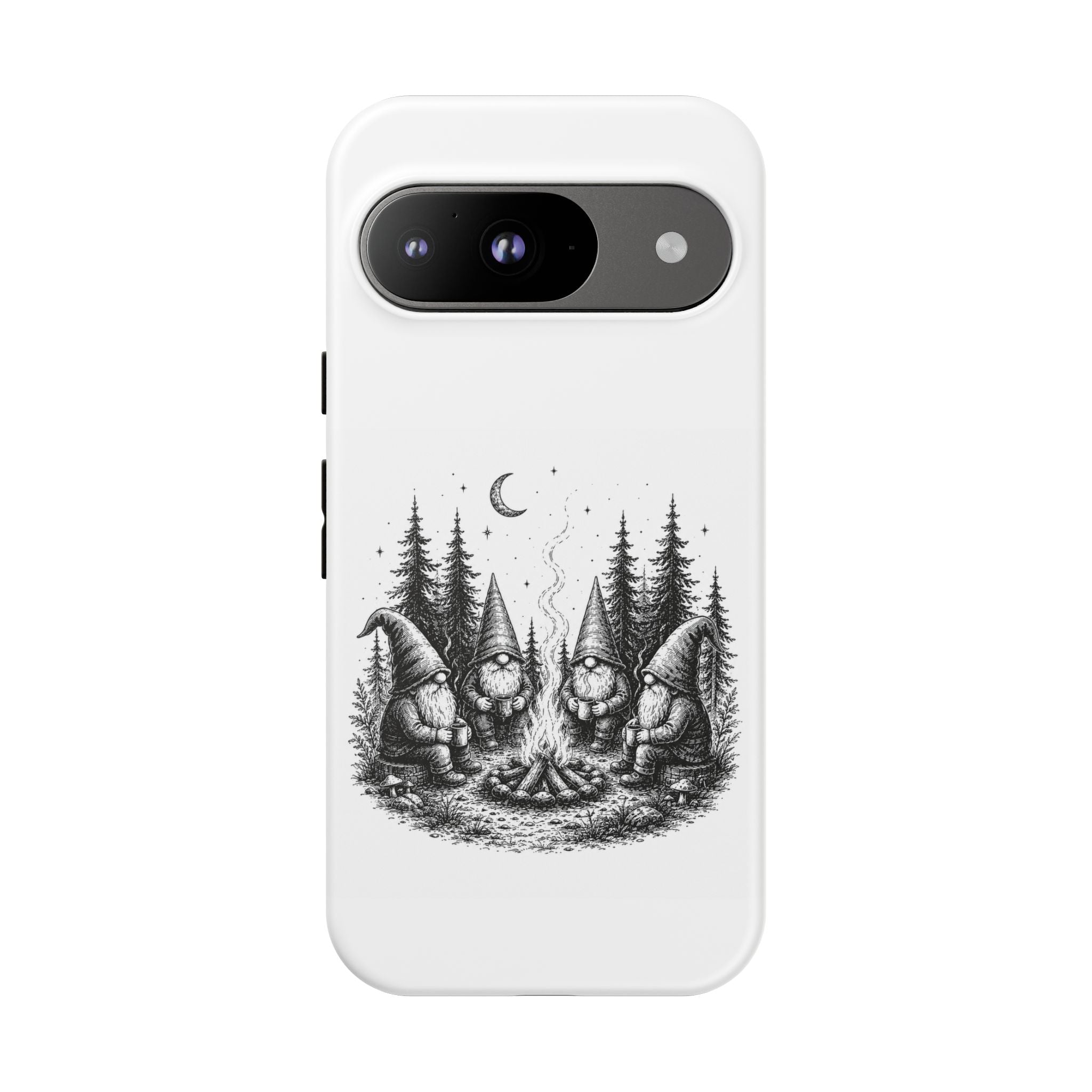 Gnome Campfire Protective Phone Case — Night Forest Illustration