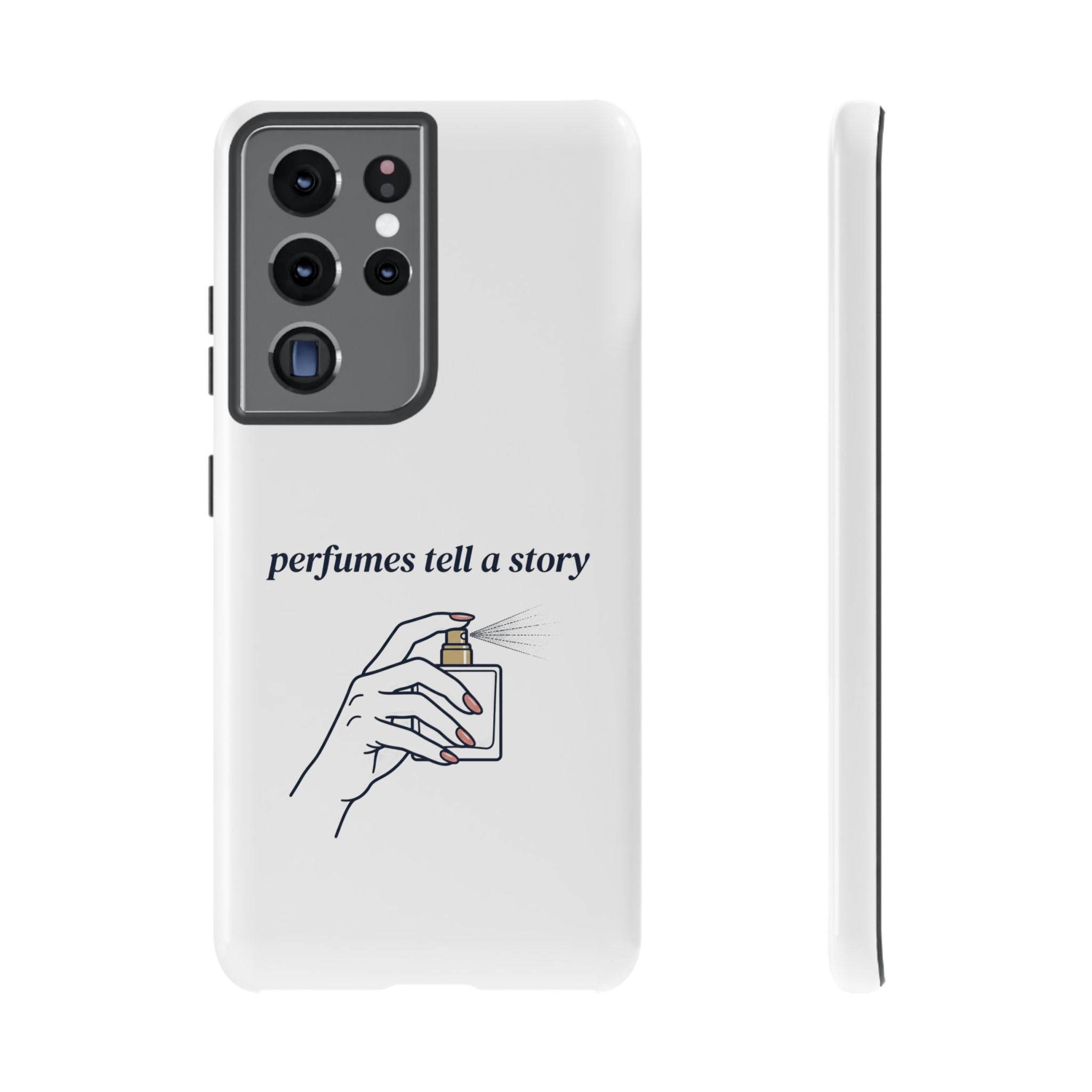 Phone Case — "perfumes tell a story" Minimalist Perfume Bottle Design