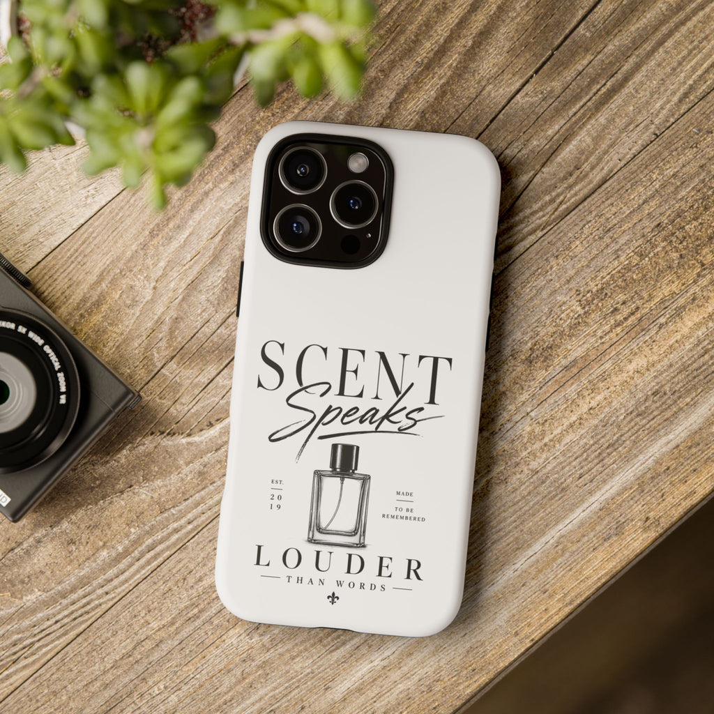 Phone Case — "Scent Speaks Louder Than Words" Perfume Bottle Design