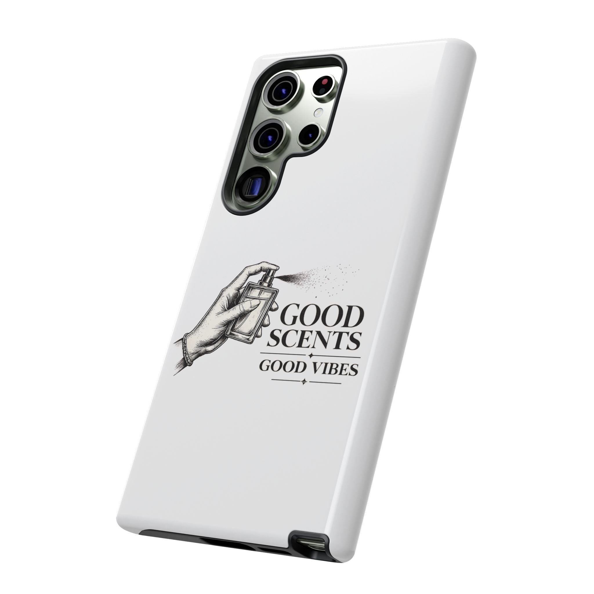 Phone Case - "Good Scents, Good Vibes" Fragrance Bottle Design