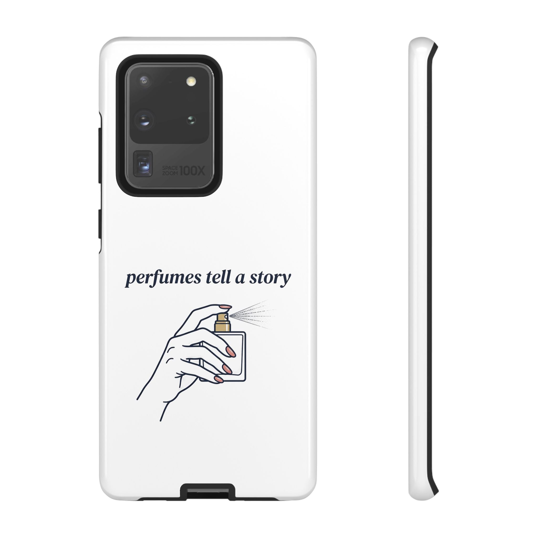Phone Case — "perfumes tell a story" Minimalist Perfume Bottle Design