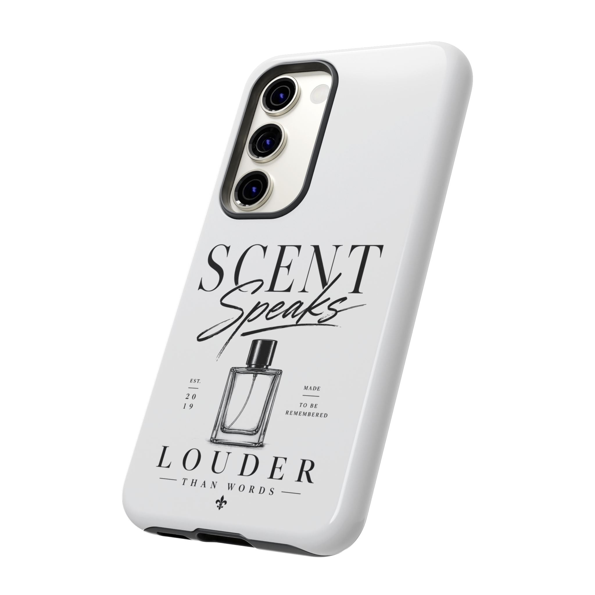 Phone Case — "Scent Speaks Louder Than Words" Perfume Bottle Design