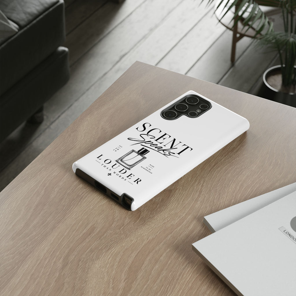 Phone Case — "Scent Speaks Louder Than Words" Perfume Bottle Design