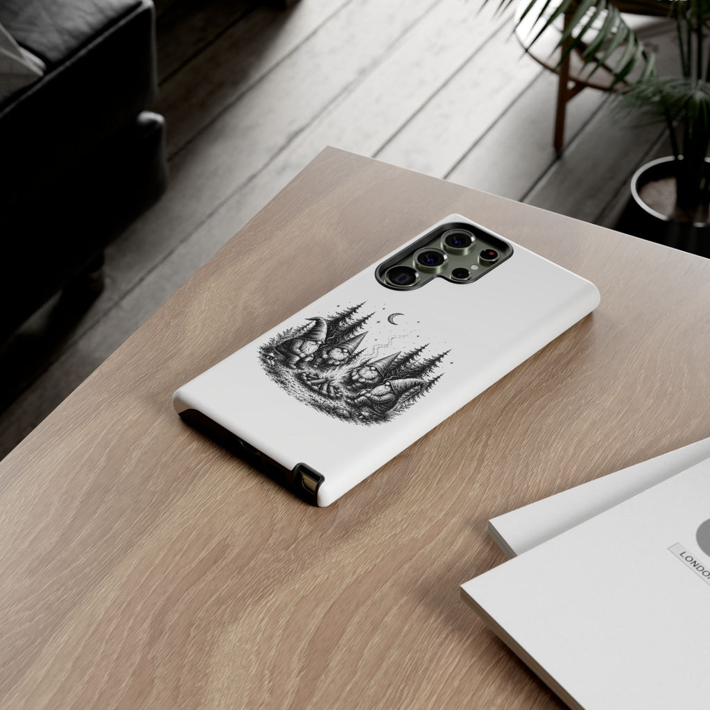 Gnome Campfire Protective Phone Case — Night Forest Illustration