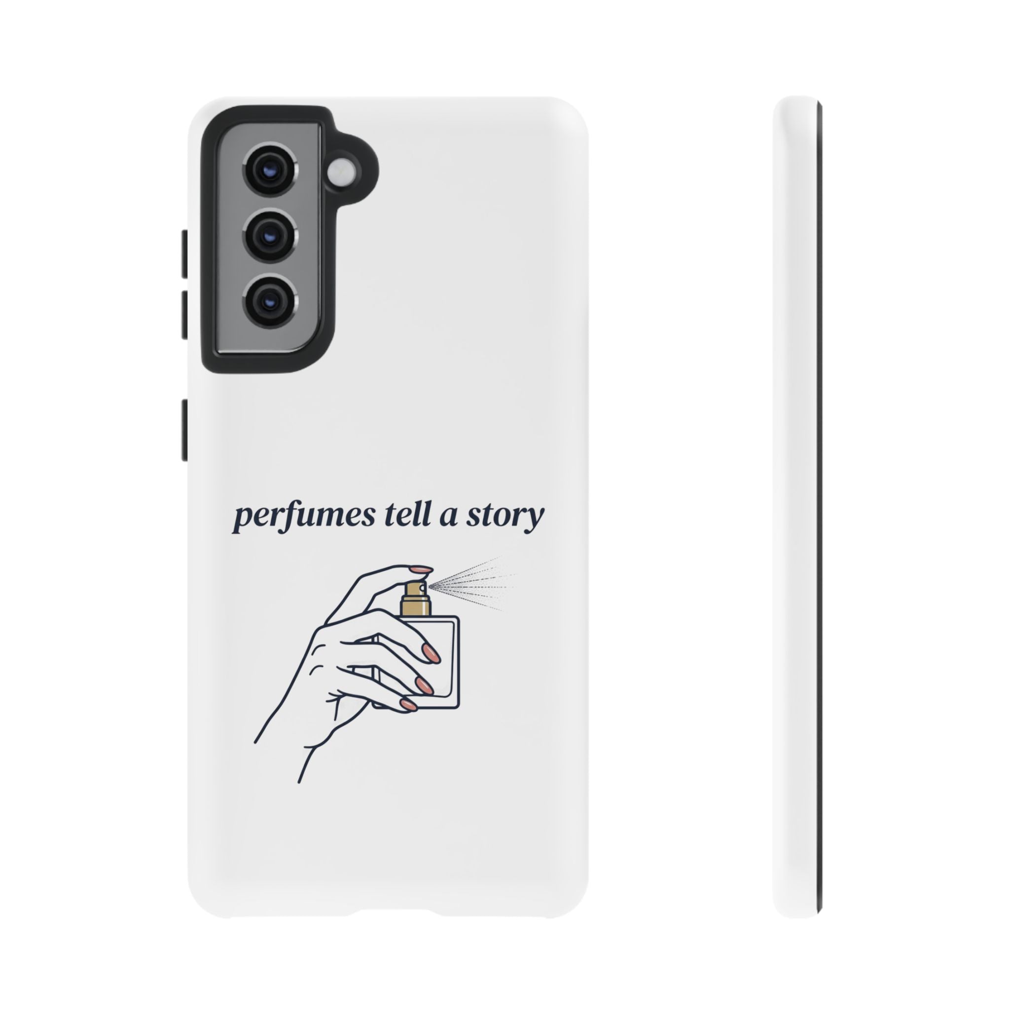 Phone Case — "perfumes tell a story" Minimalist Perfume Bottle Design