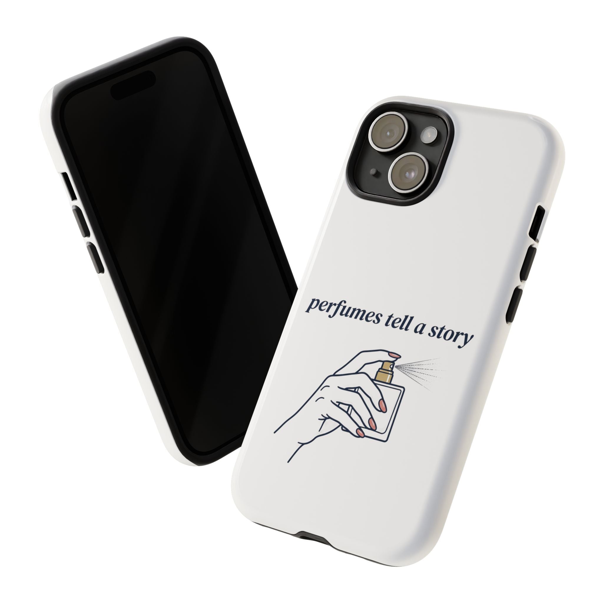 Phone Case — "perfumes tell a story" Minimalist Perfume Bottle Design