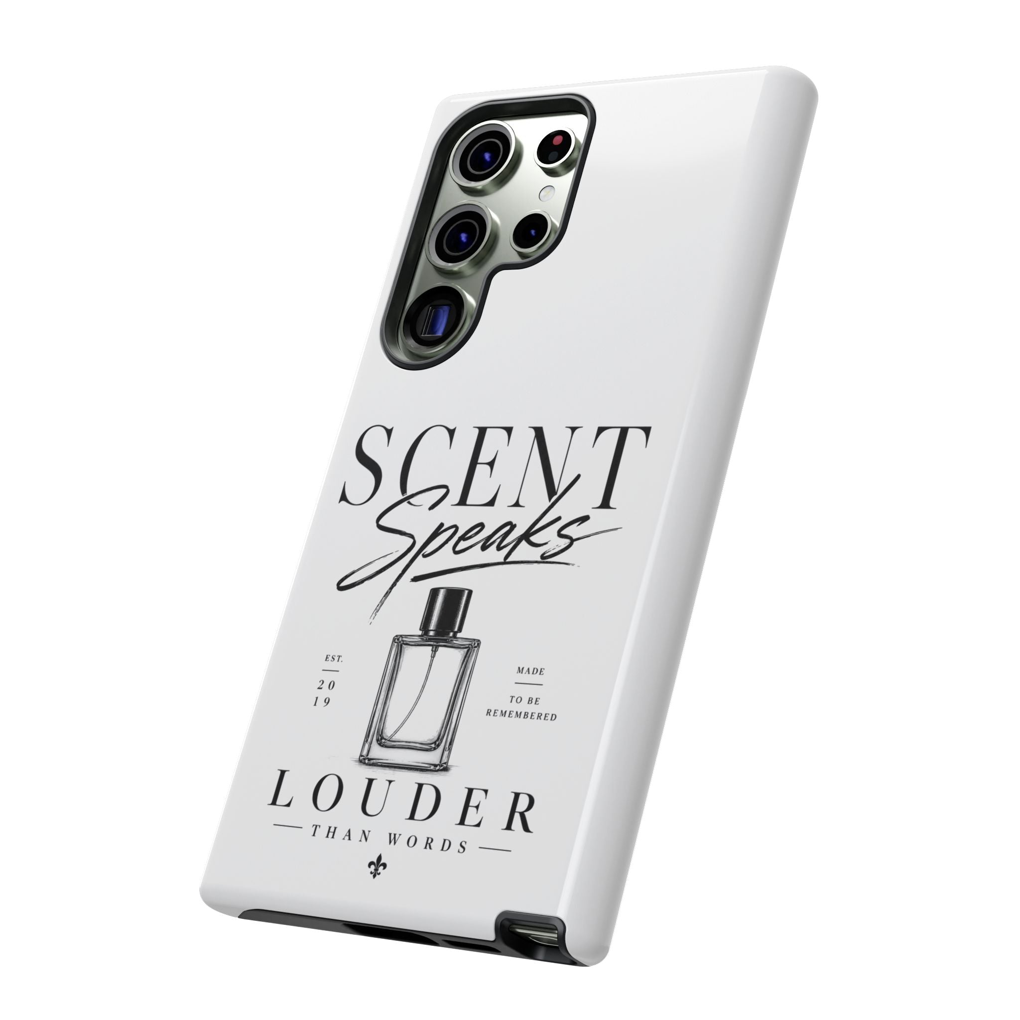 Phone Case — "Scent Speaks Louder Than Words" Perfume Bottle Design