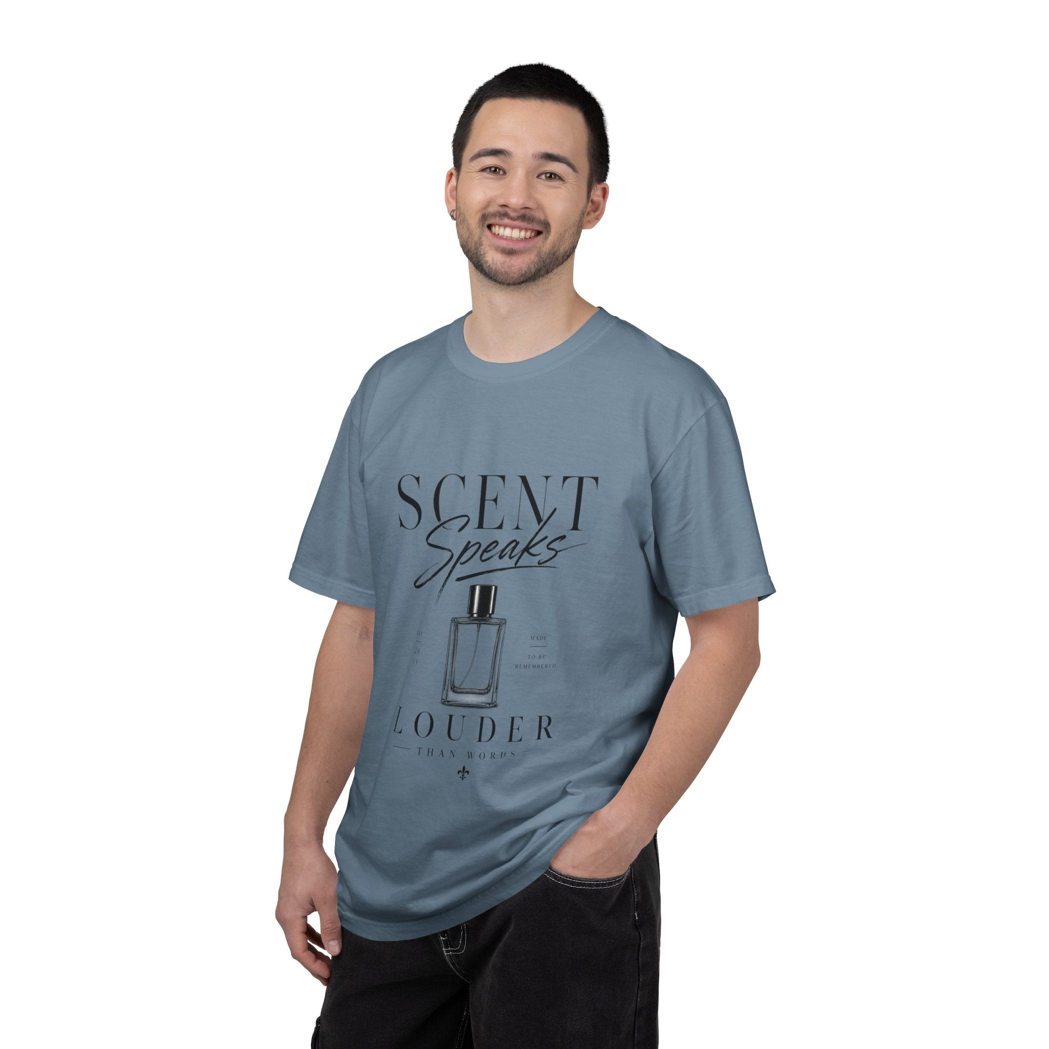 Perfume Graphic T-Shirt — “Scent Speaks Louder” Minimal Fragrance Tee