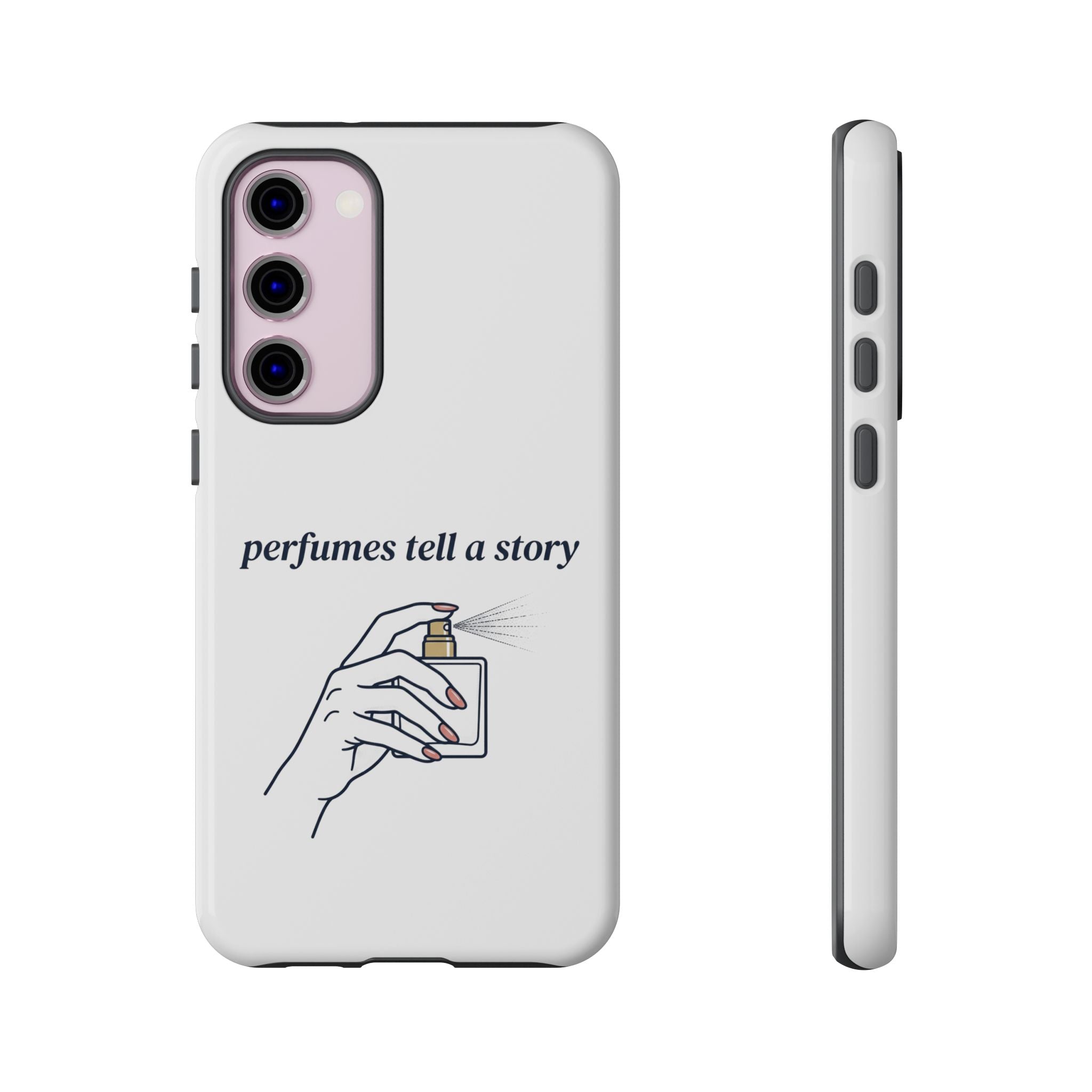 Phone Case — "perfumes tell a story" Minimalist Perfume Bottle Design