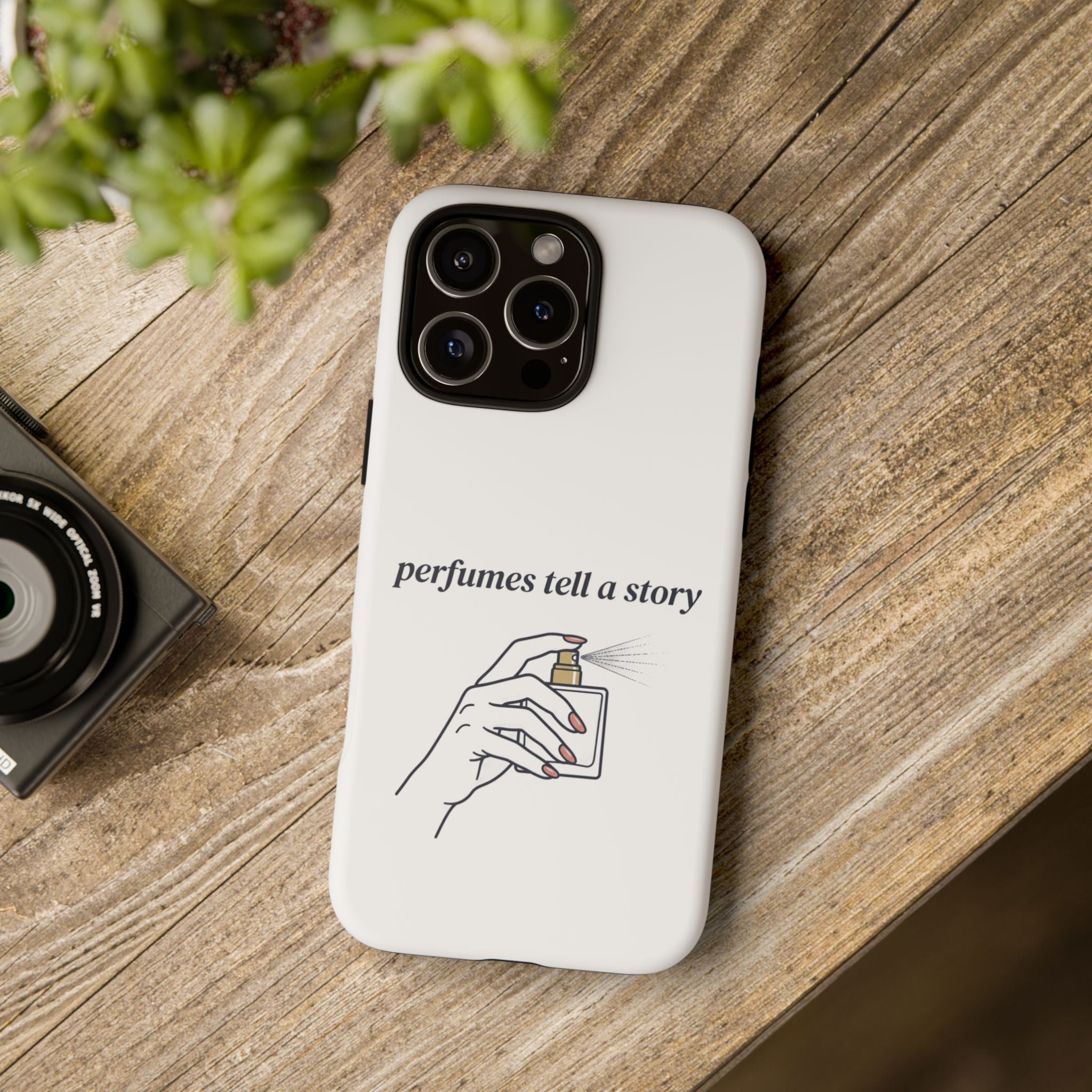 Phone Case — "perfumes tell a story" Minimalist Perfume Bottle Design