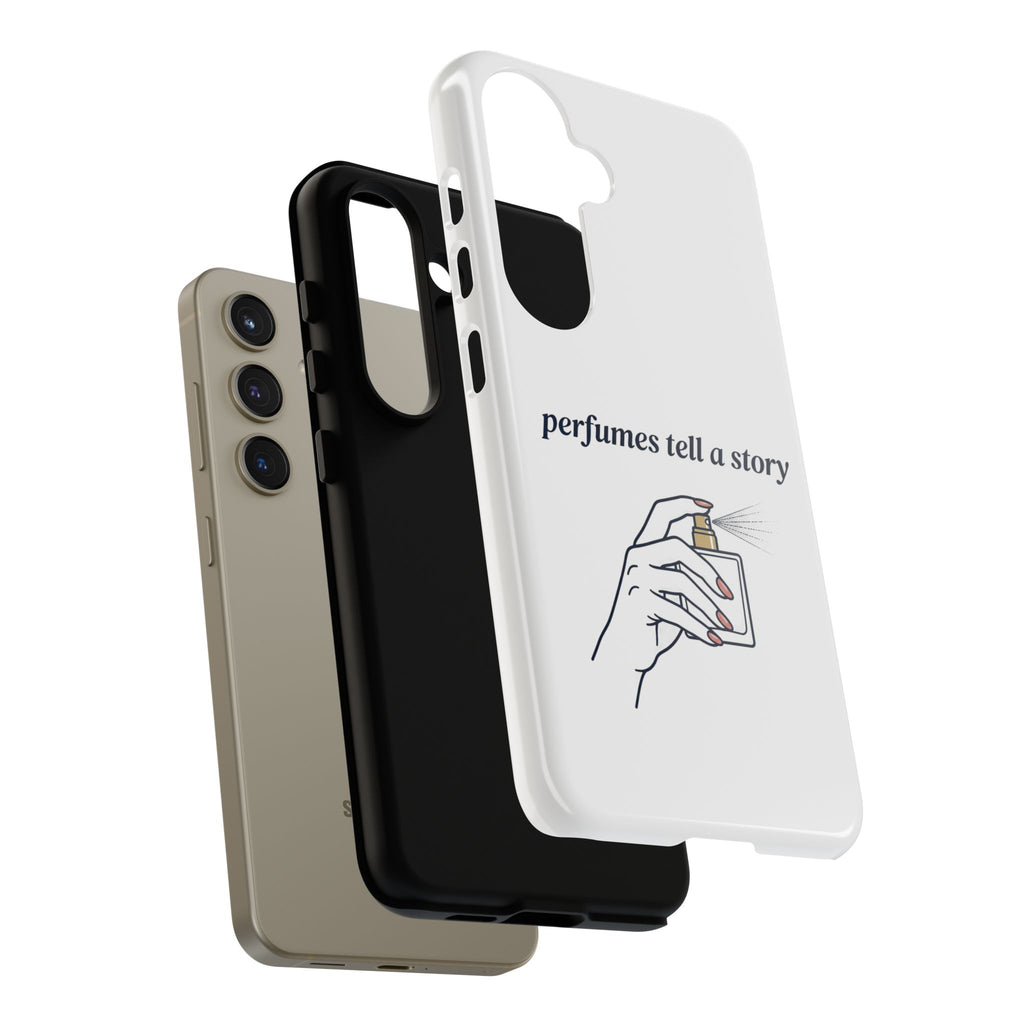 Phone Case — "perfumes tell a story" Minimalist Perfume Bottle Design