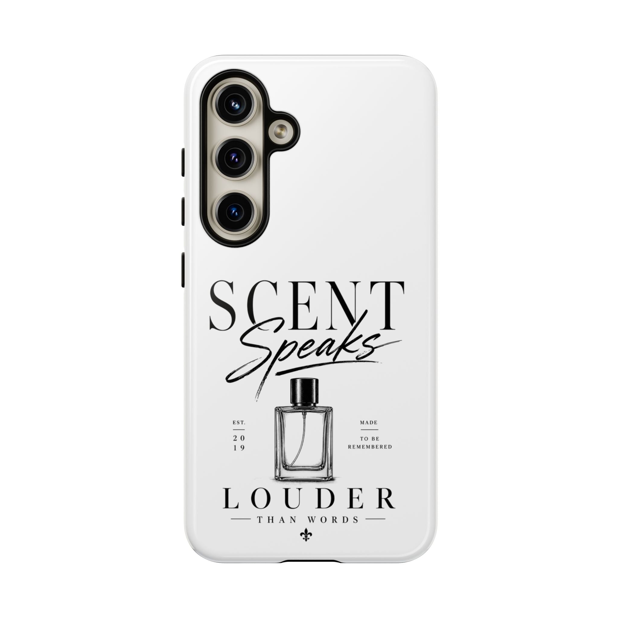 Phone Case — "Scent Speaks Louder Than Words" Perfume Bottle Design