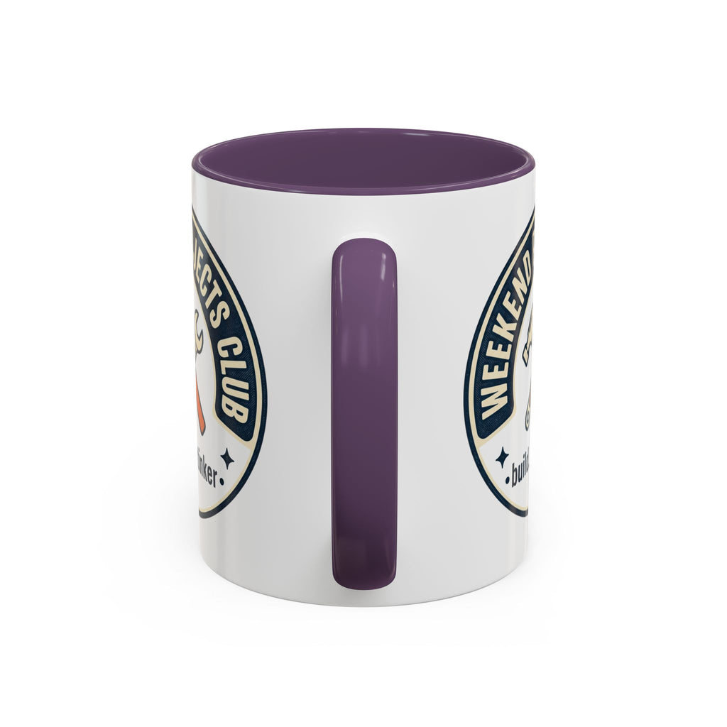 Weekend Projects Club Coffee Mug — "build. fix. tinker." Accent Ceramic Mug (11/15oz)