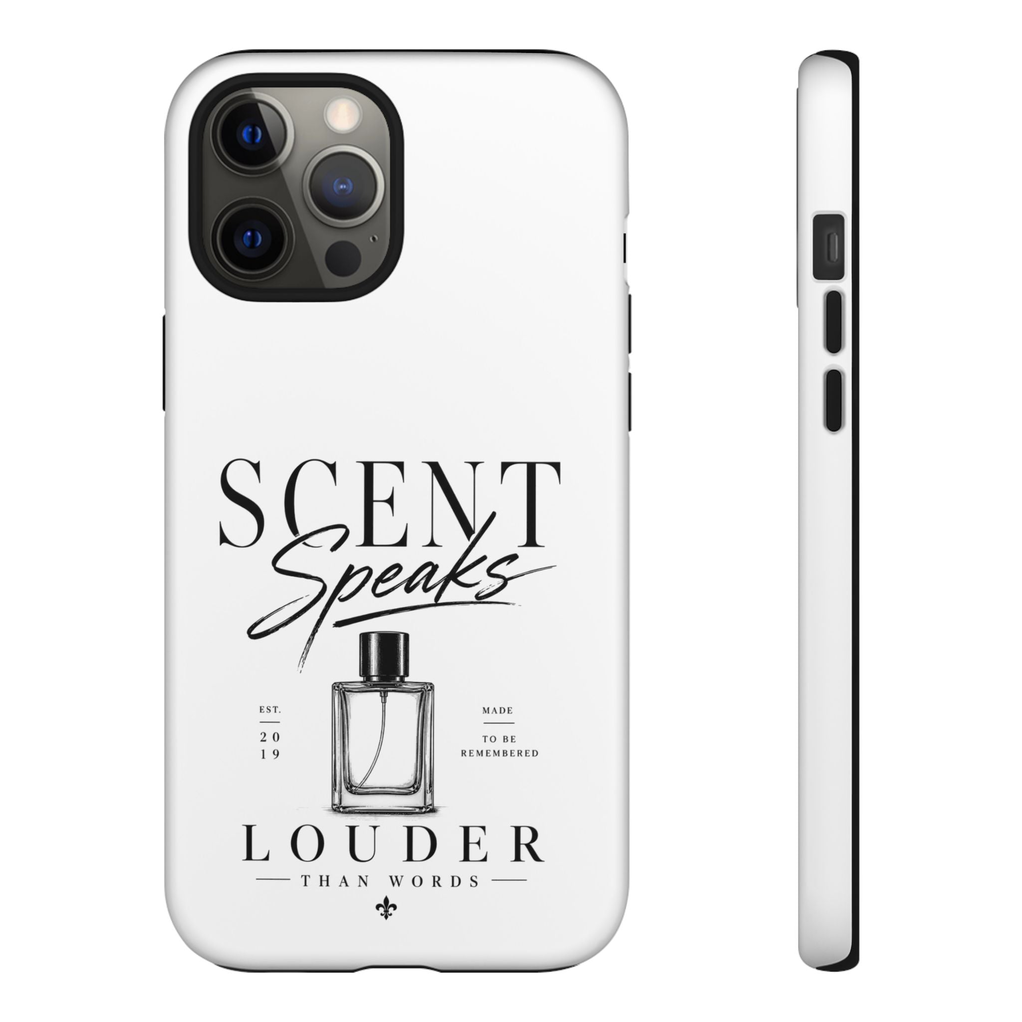 Phone Case — "Scent Speaks Louder Than Words" Perfume Bottle Design