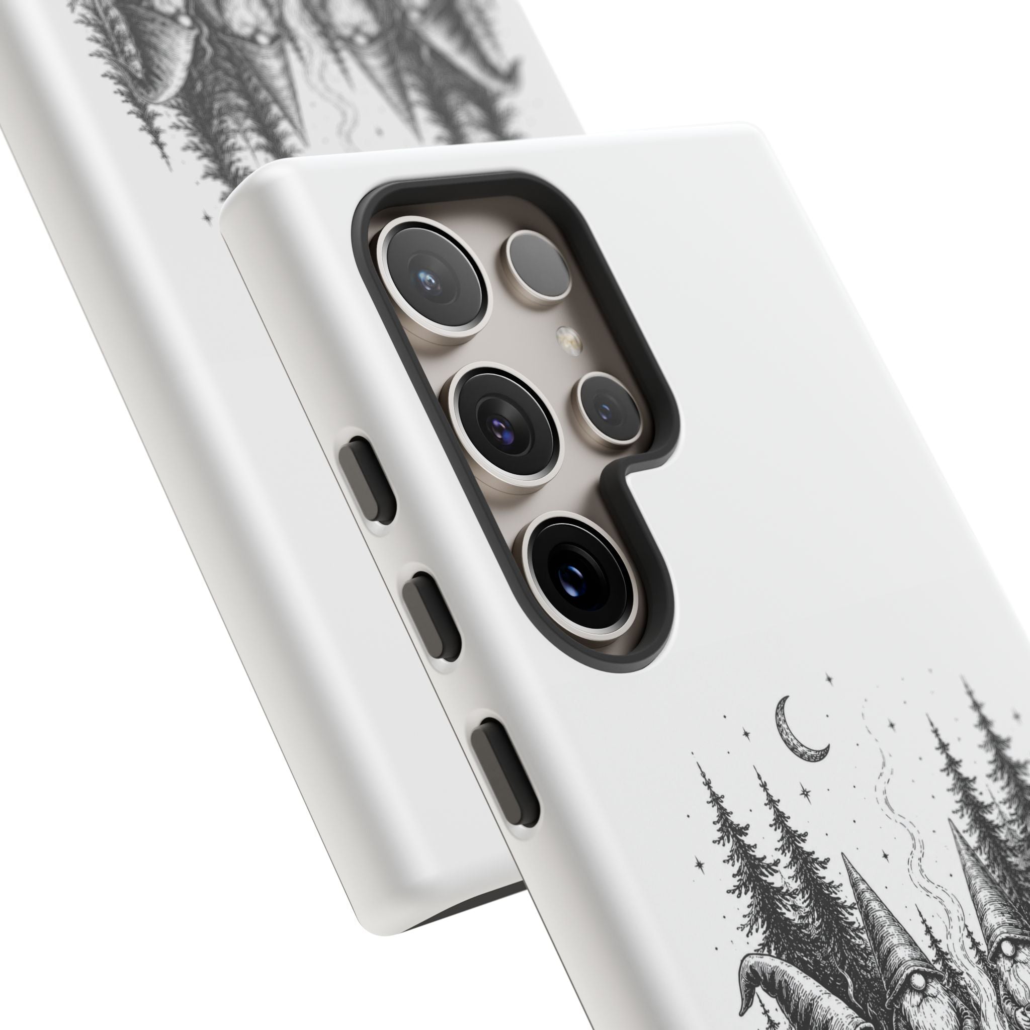 Gnome Campfire Protective Phone Case — Night Forest Illustration