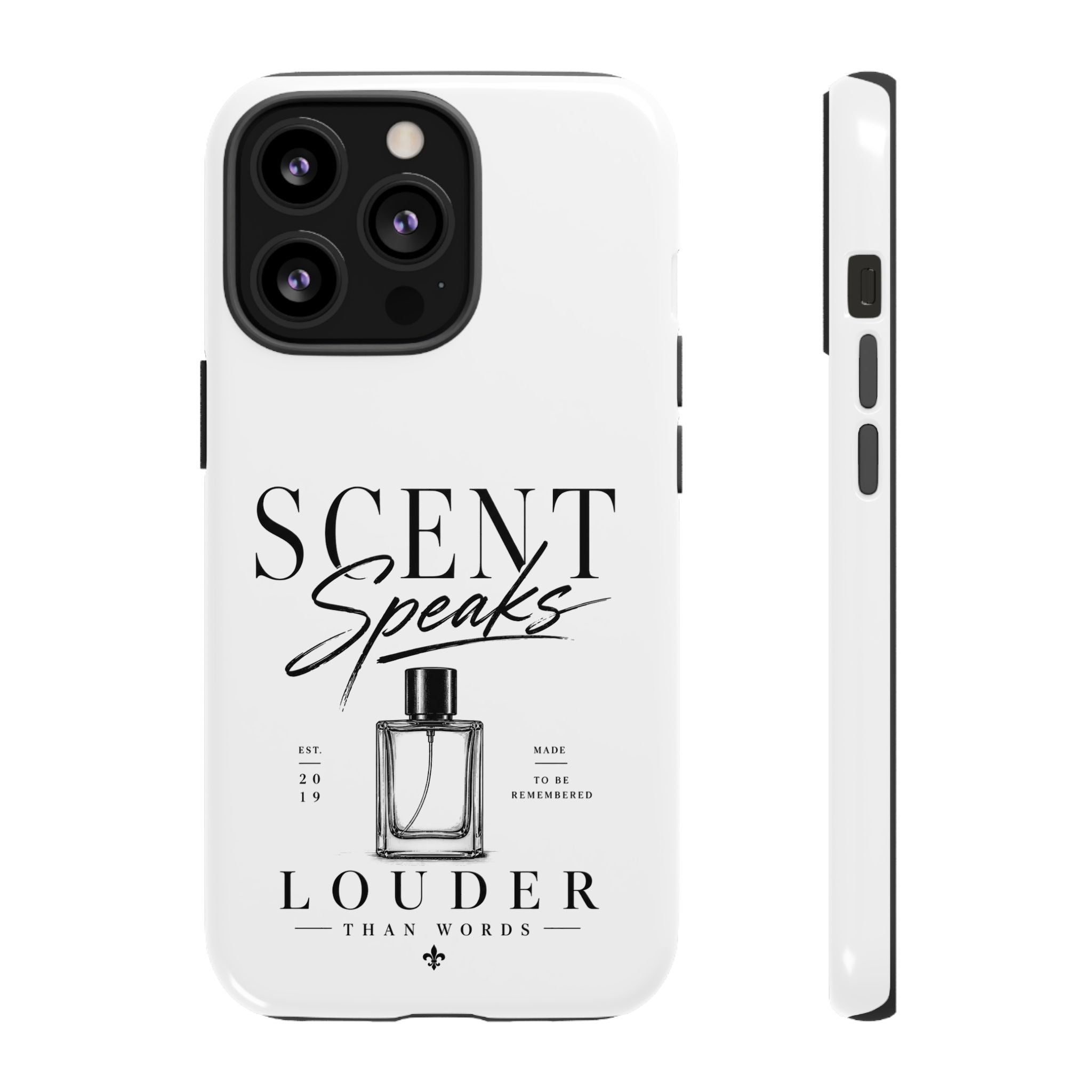Phone Case — "Scent Speaks Louder Than Words" Perfume Bottle Design
