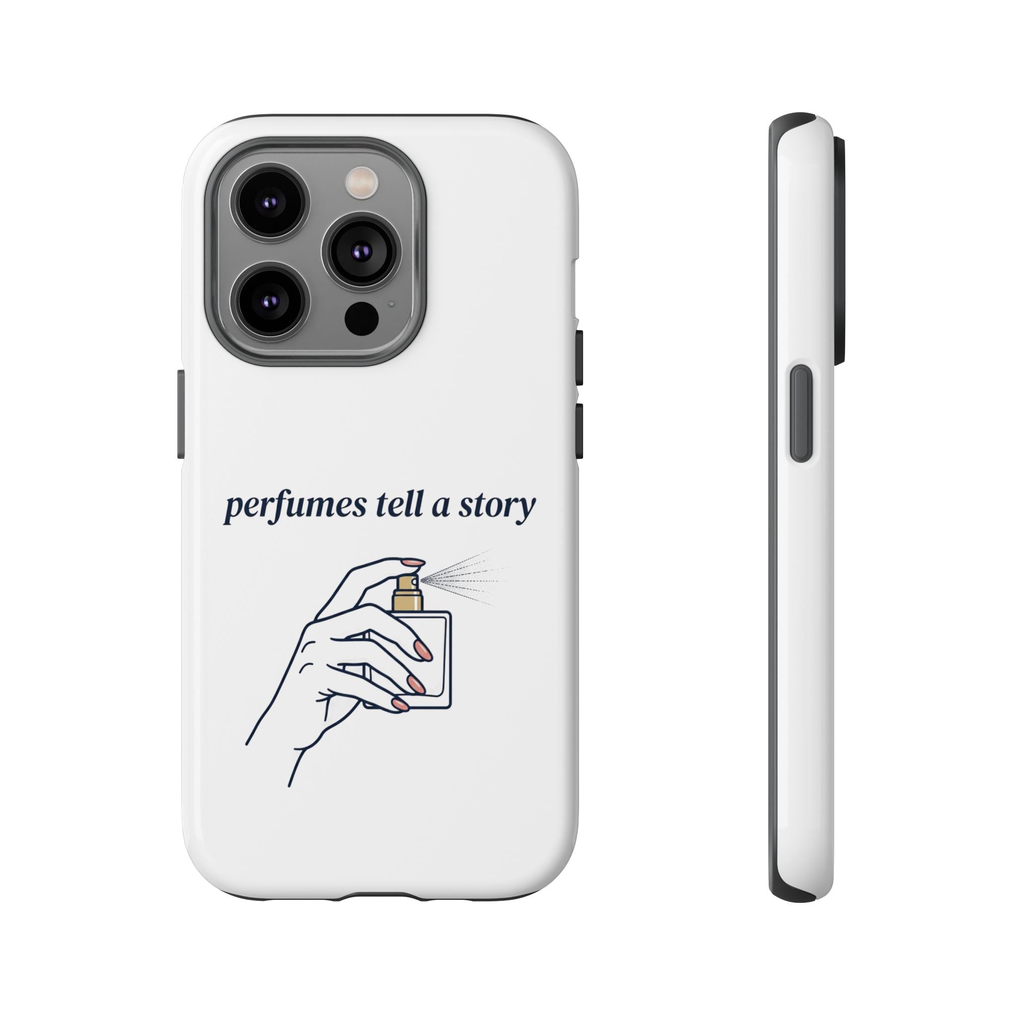 Phone Case — "perfumes tell a story" Minimalist Perfume Bottle Design