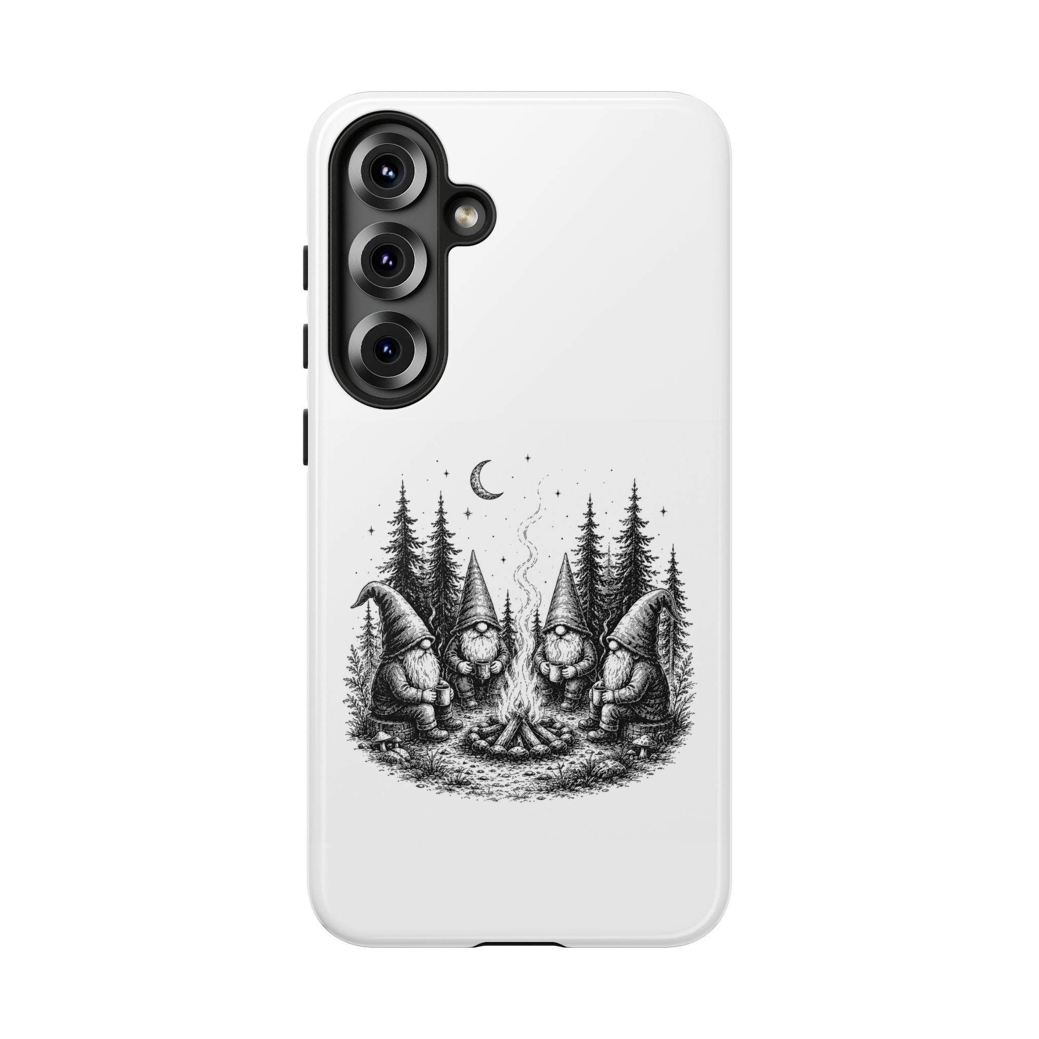Gnome Campfire Protective Phone Case — Night Forest Illustration