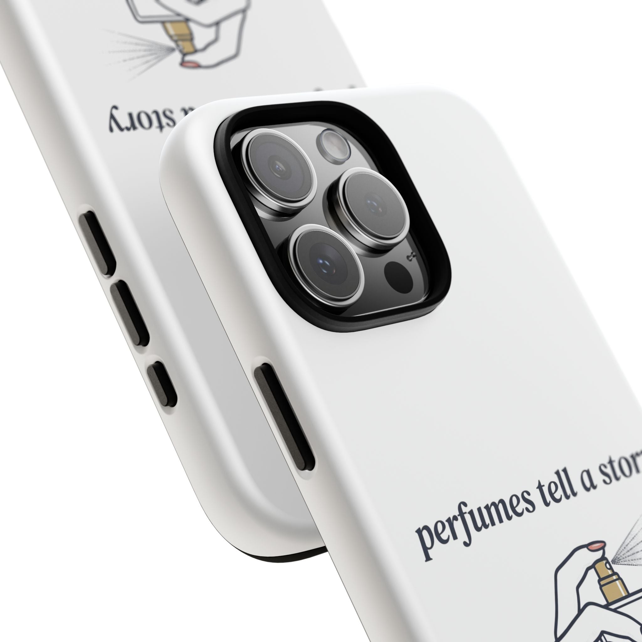Phone Case — "perfumes tell a story" Minimalist Perfume Bottle Design