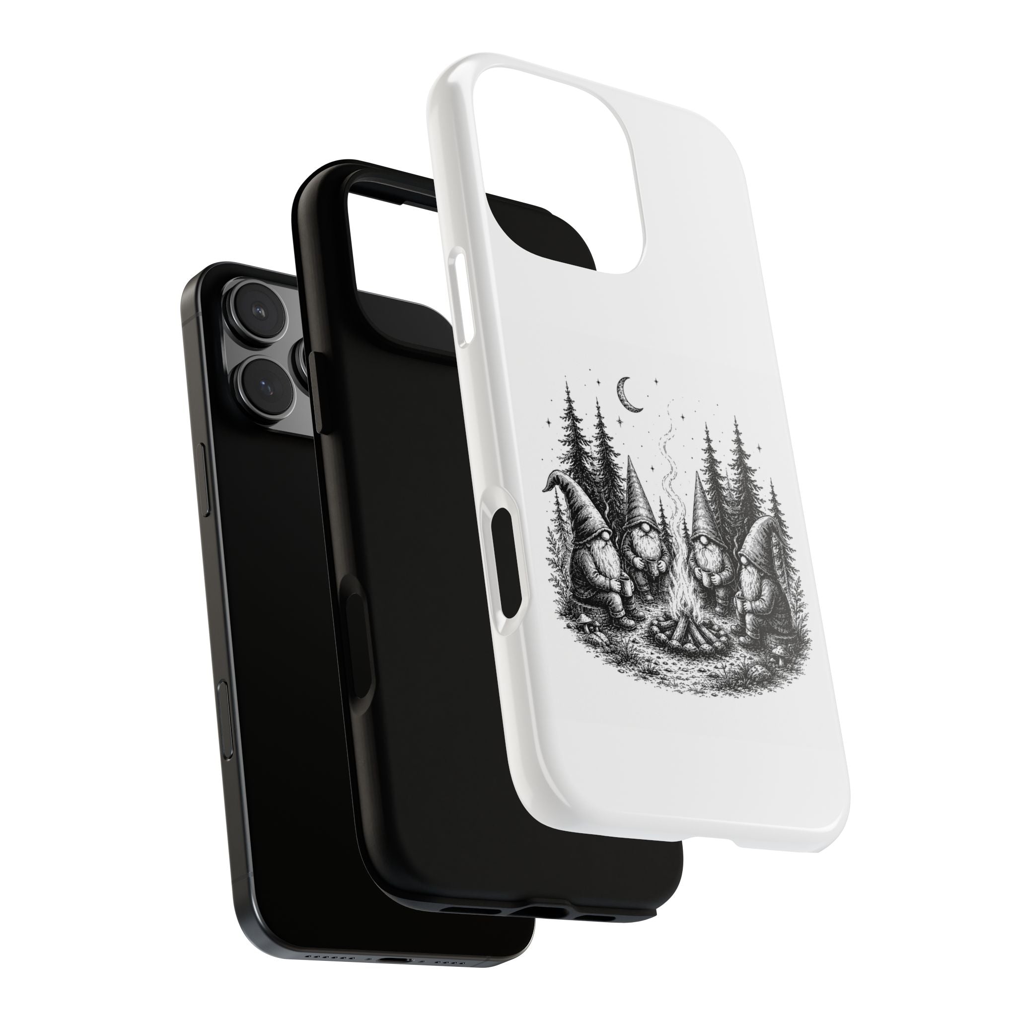 Gnome Campfire Protective Phone Case — Night Forest Illustration