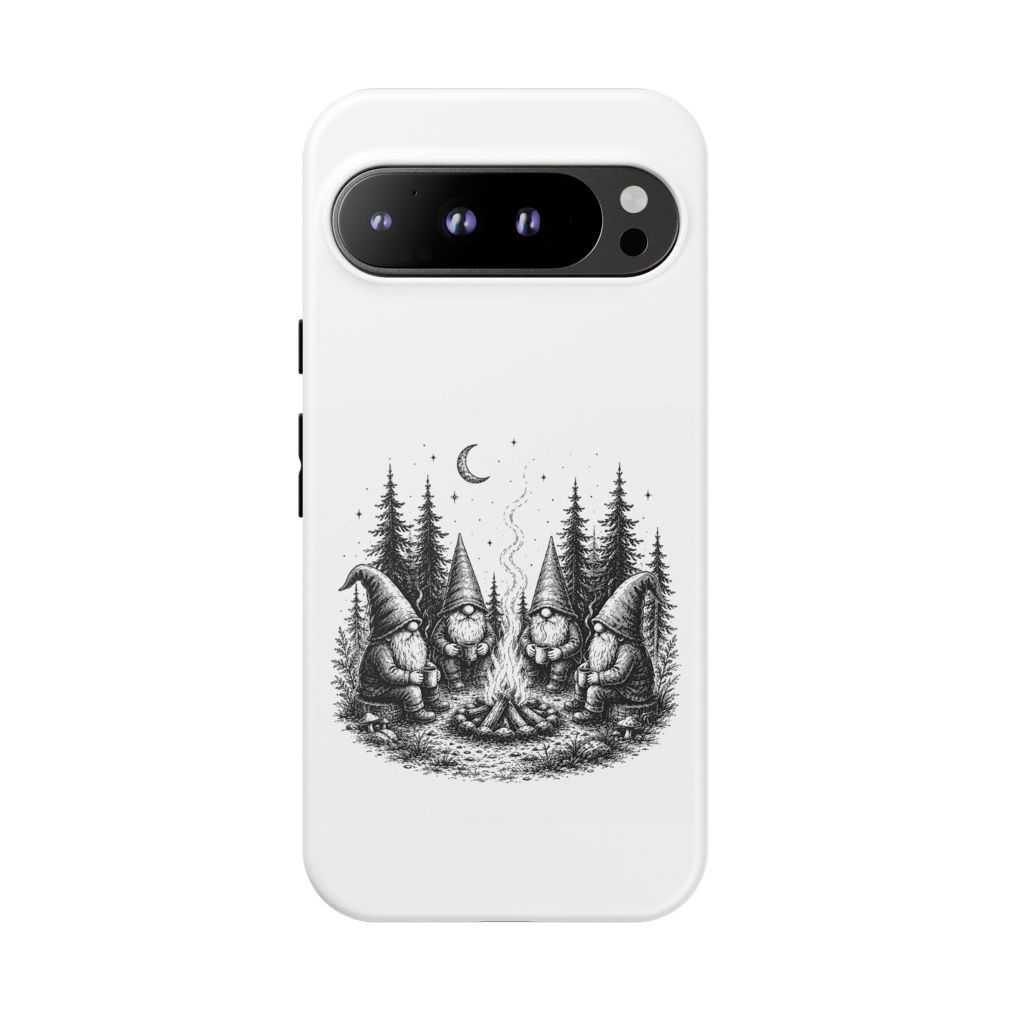 Gnome Campfire Protective Phone Case — Night Forest Illustration