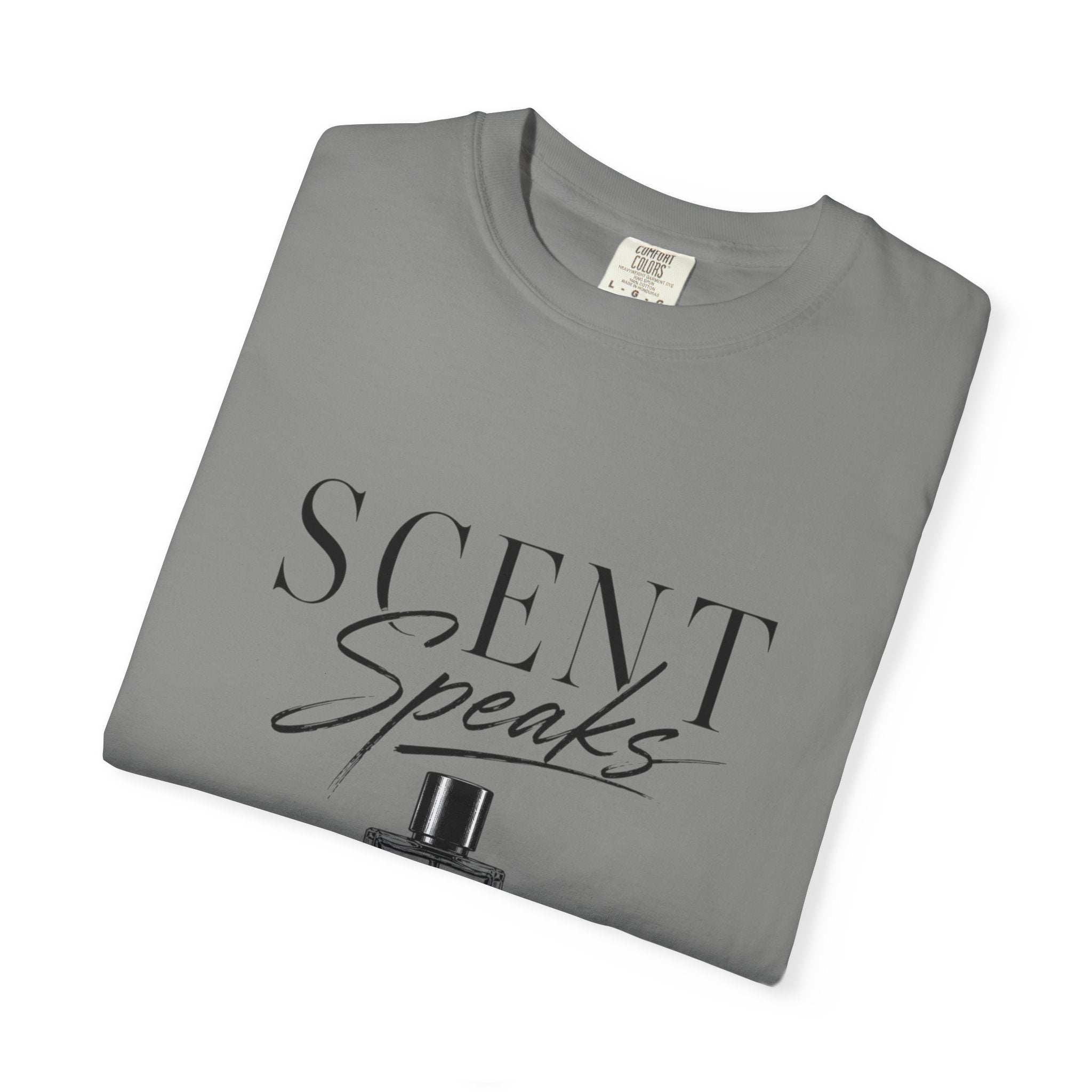 Perfume Graphic T-Shirt — “Scent Speaks Louder” Minimal Fragrance Tee