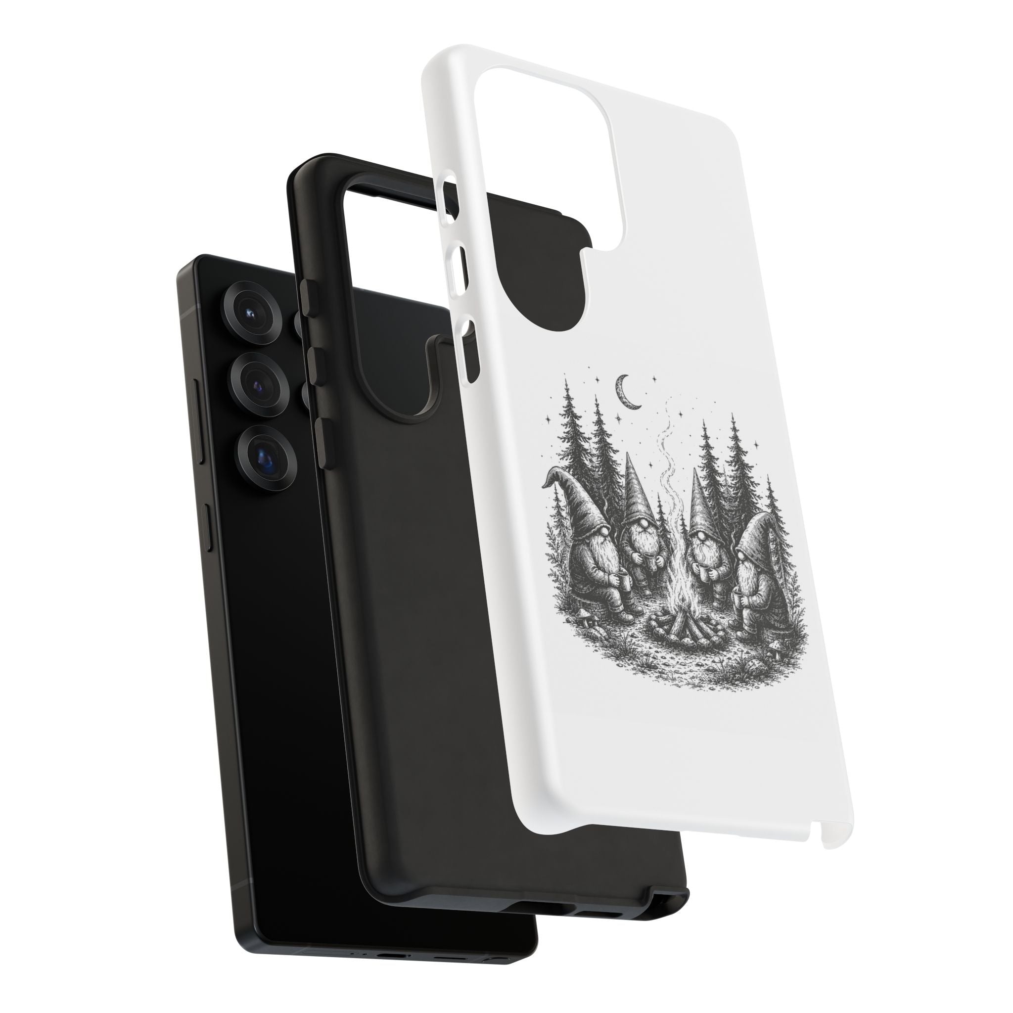 Gnome Campfire Protective Phone Case — Night Forest Illustration