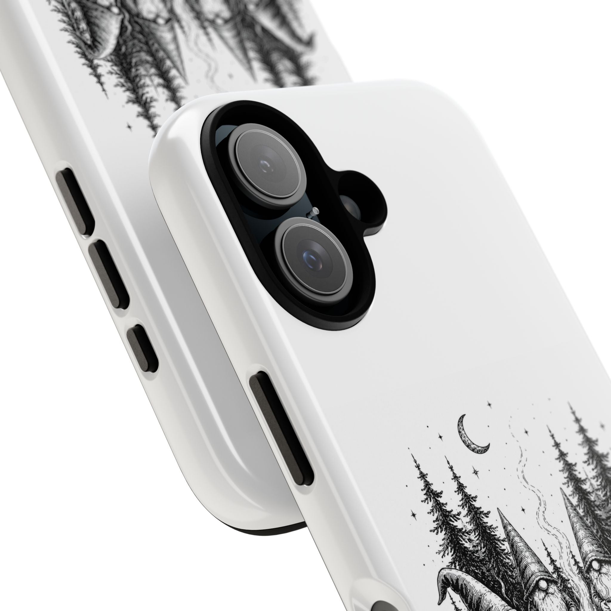 Gnome Campfire Protective Phone Case — Night Forest Illustration