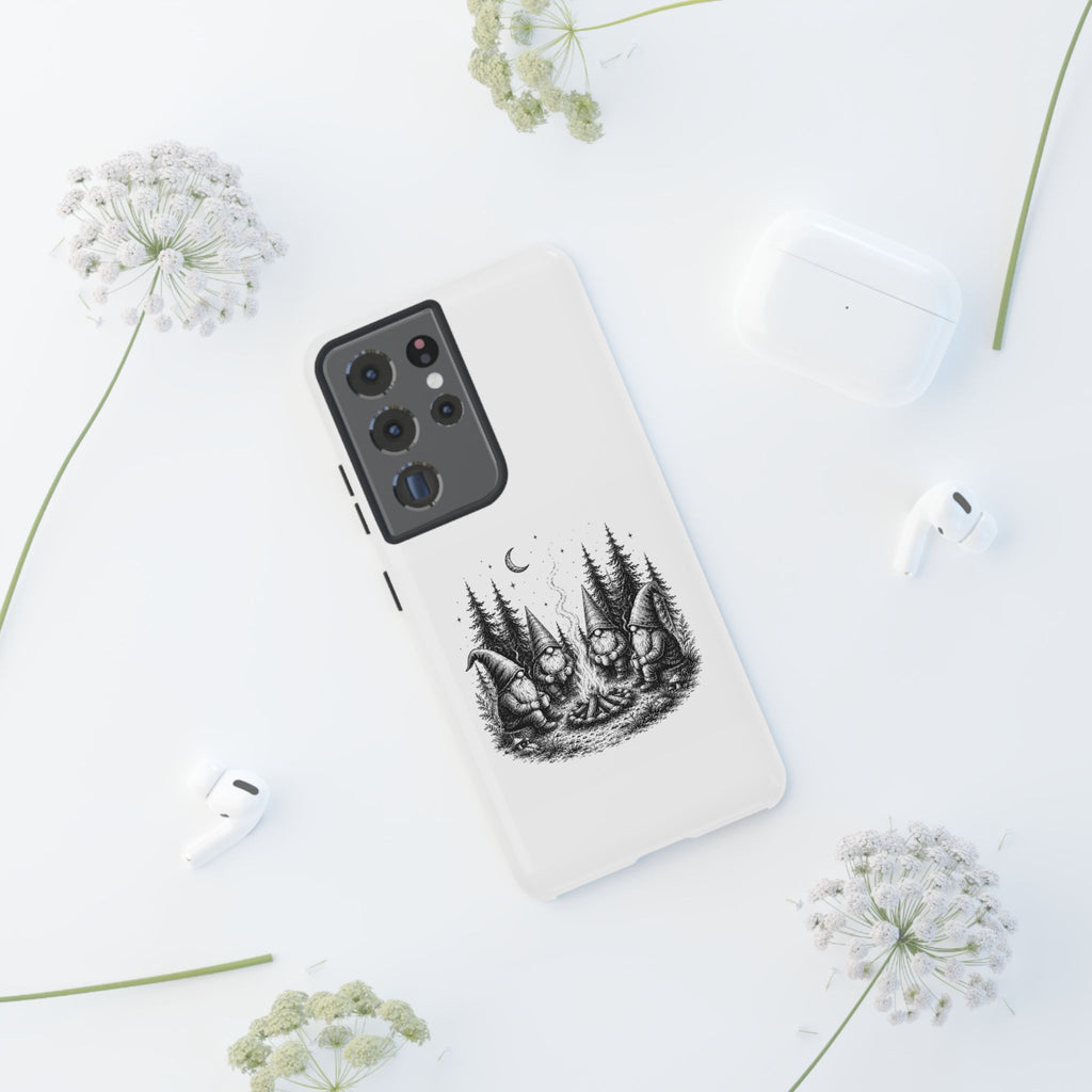 Gnome Campfire Protective Phone Case — Night Forest Illustration