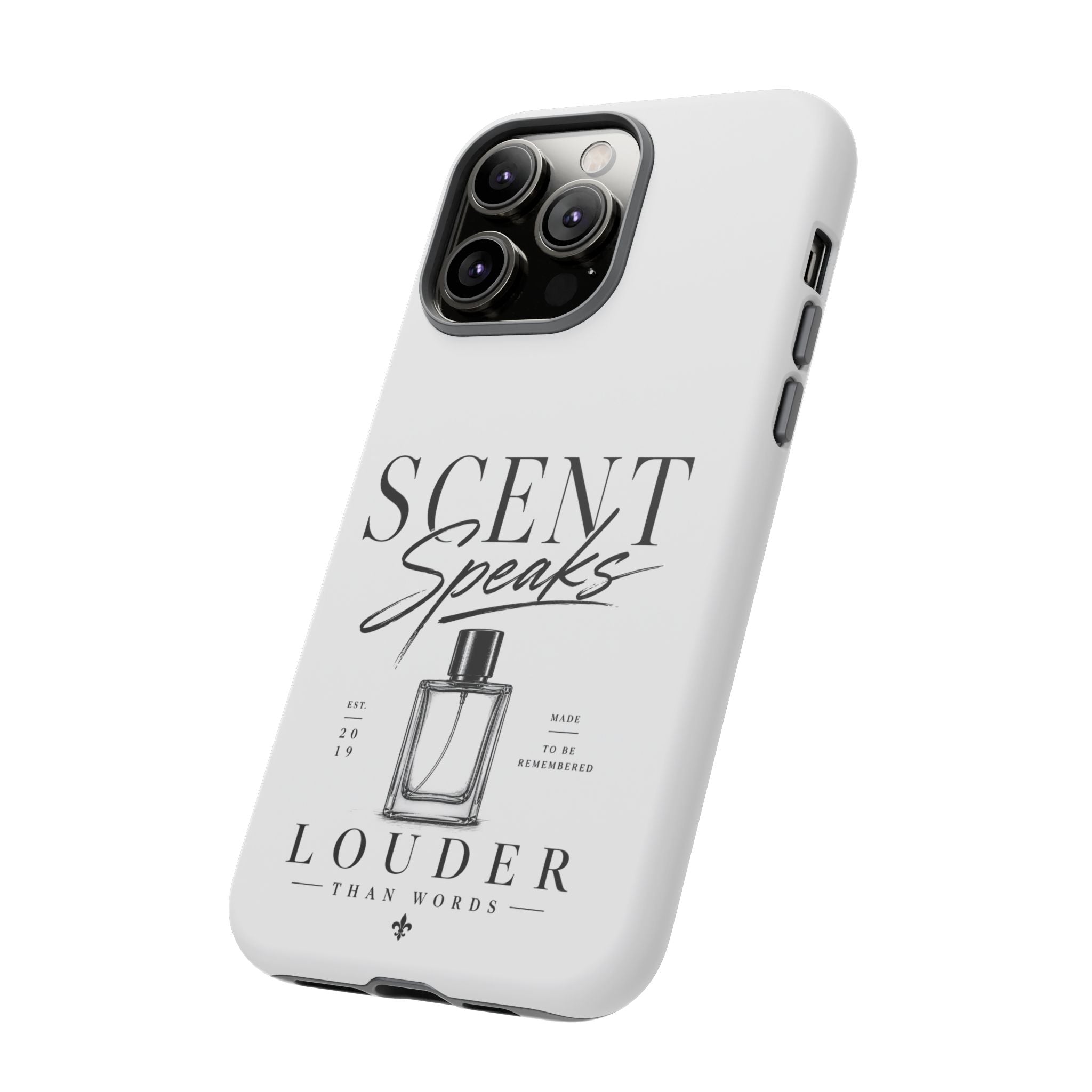 Phone Case — "Scent Speaks Louder Than Words" Perfume Bottle Design
