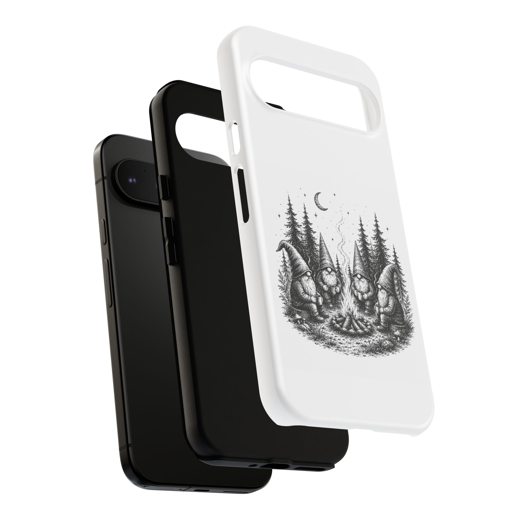Gnome Campfire Protective Phone Case — Night Forest Illustration