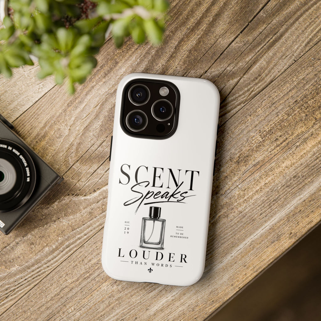 Phone Case — "Scent Speaks Louder Than Words" Perfume Bottle Design