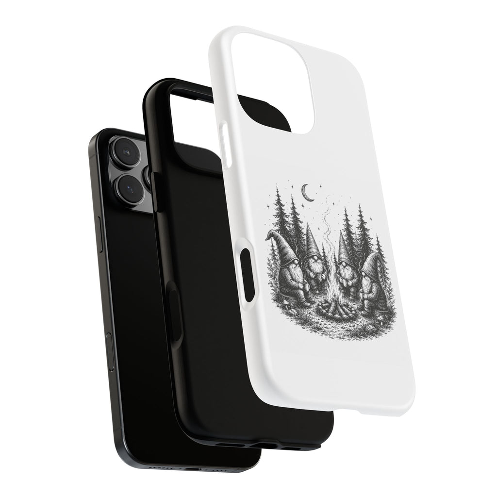 Gnome Campfire Protective Phone Case — Night Forest Illustration