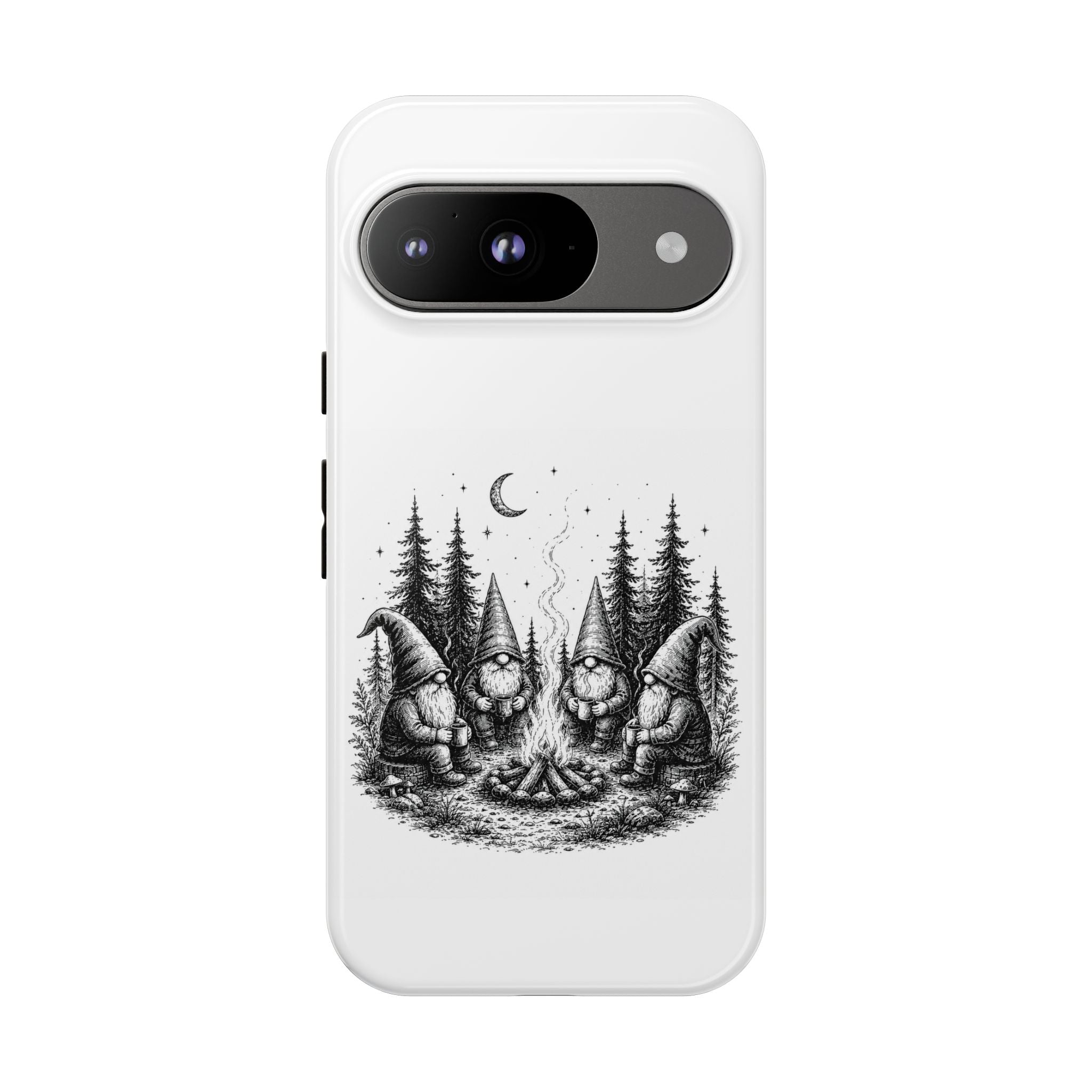 Gnome Campfire Protective Phone Case — Night Forest Illustration