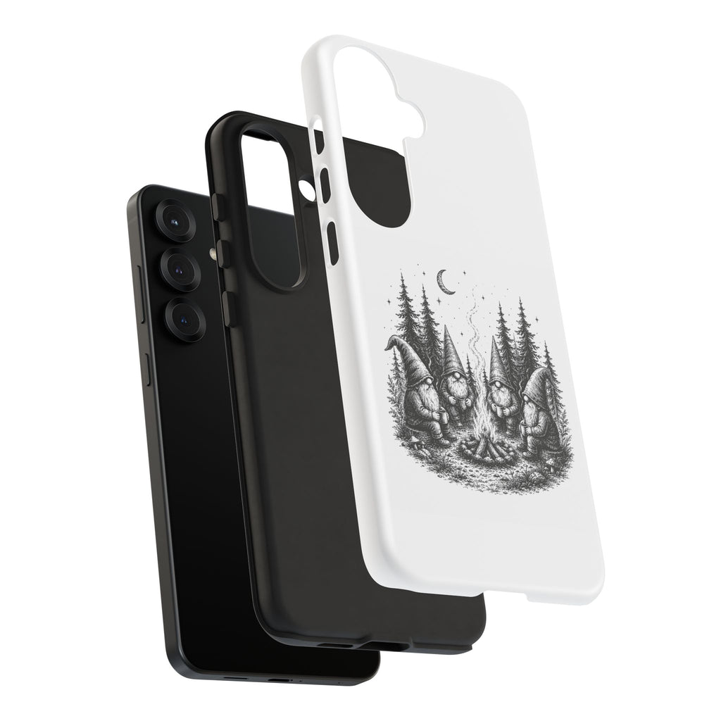 Gnome Campfire Protective Phone Case — Night Forest Illustration