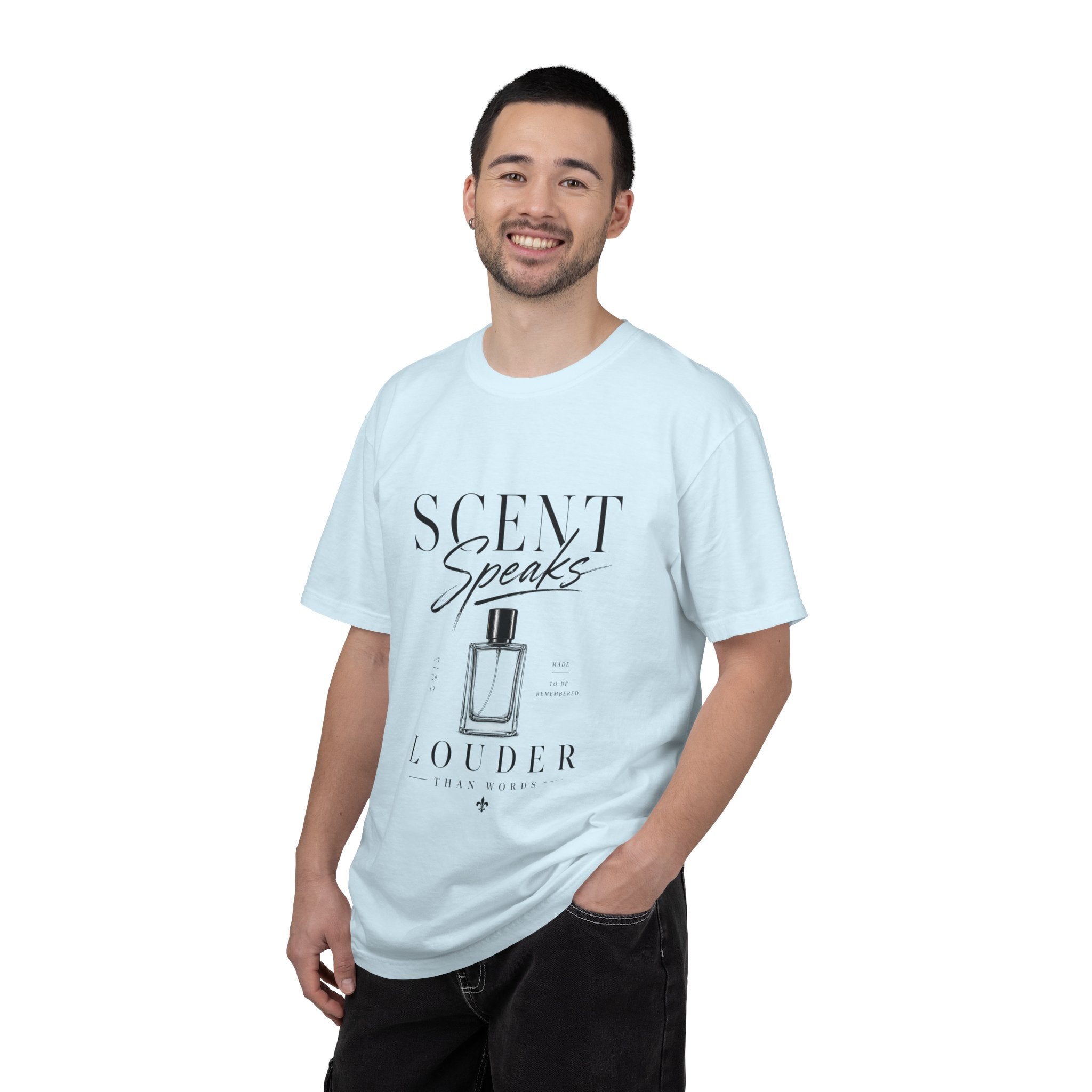 Perfume Graphic T-Shirt — “Scent Speaks Louder” Minimal Fragrance Tee