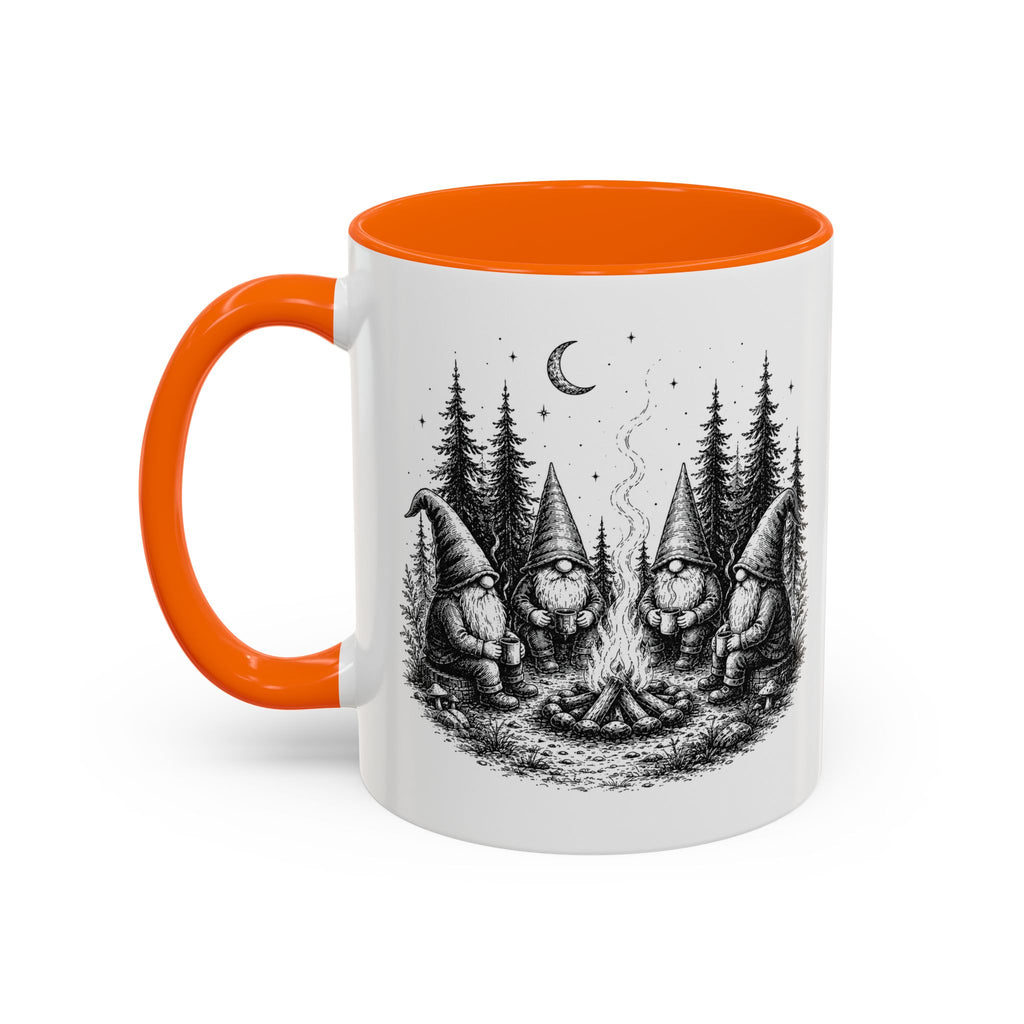 Gnome Campfire Coffee Mug — Woodland Camping Ceramic Accent Mug (11/15oz)