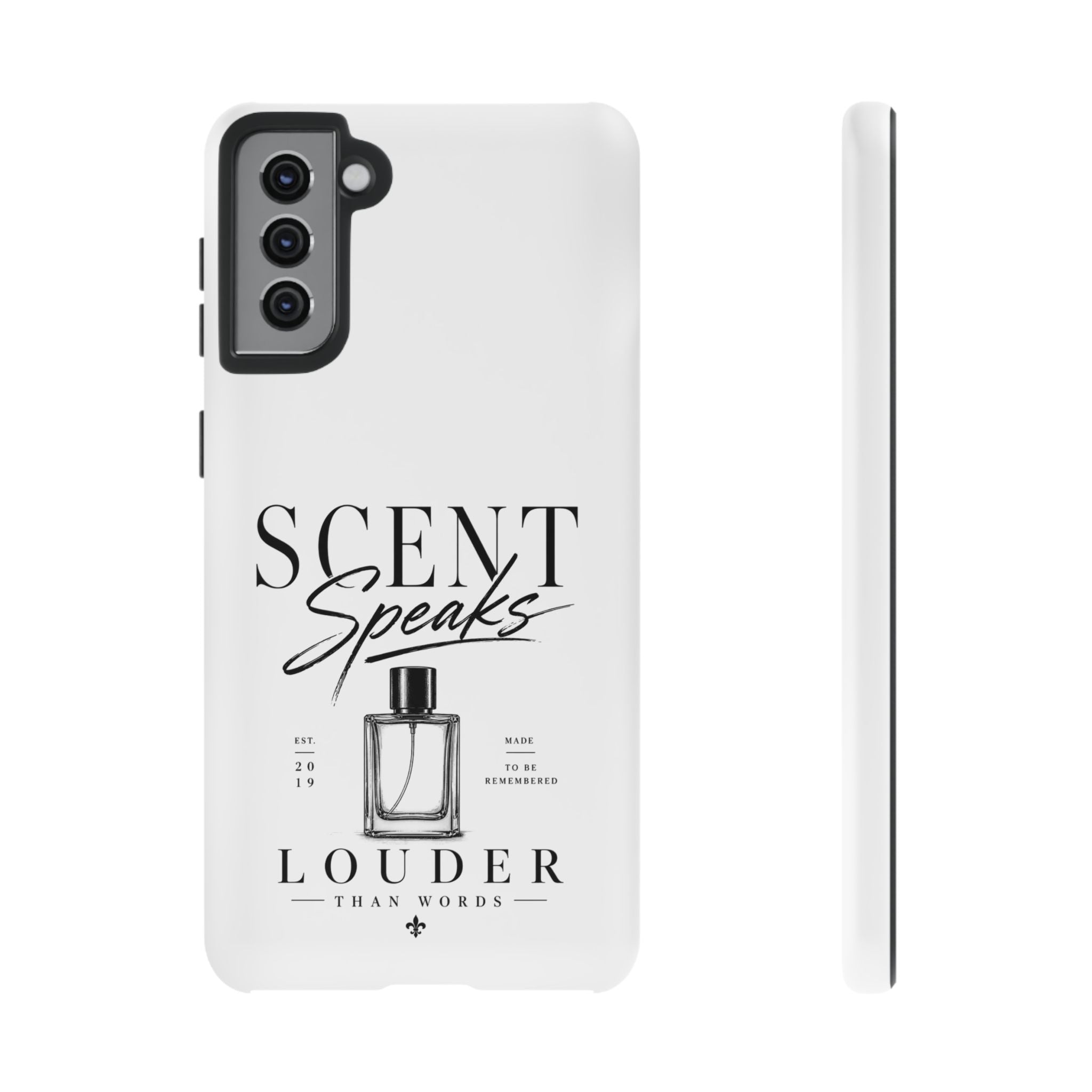 Phone Case — "Scent Speaks Louder Than Words" Perfume Bottle Design