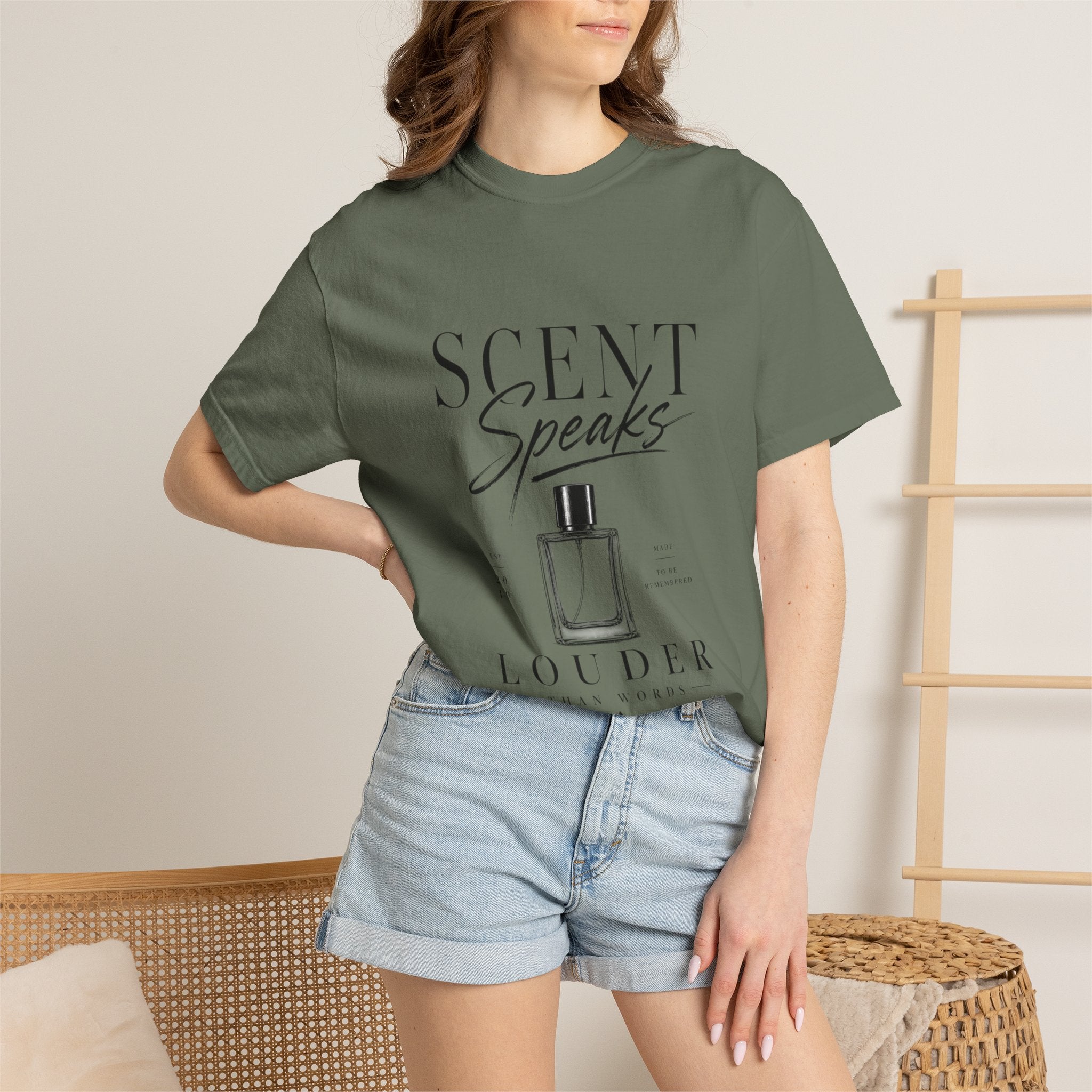 Perfume Graphic T-Shirt — “Scent Speaks Louder” Minimal Fragrance Tee