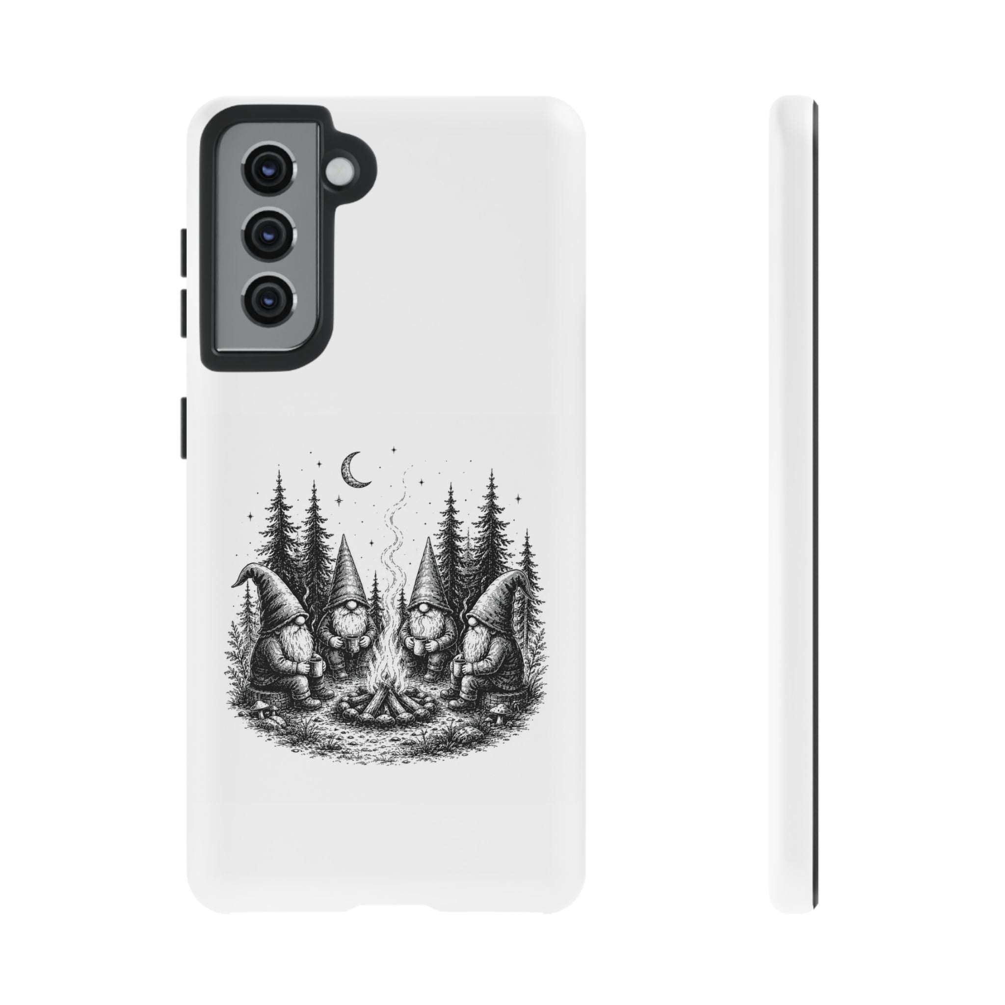 Gnome Campfire Protective Phone Case — Night Forest Illustration