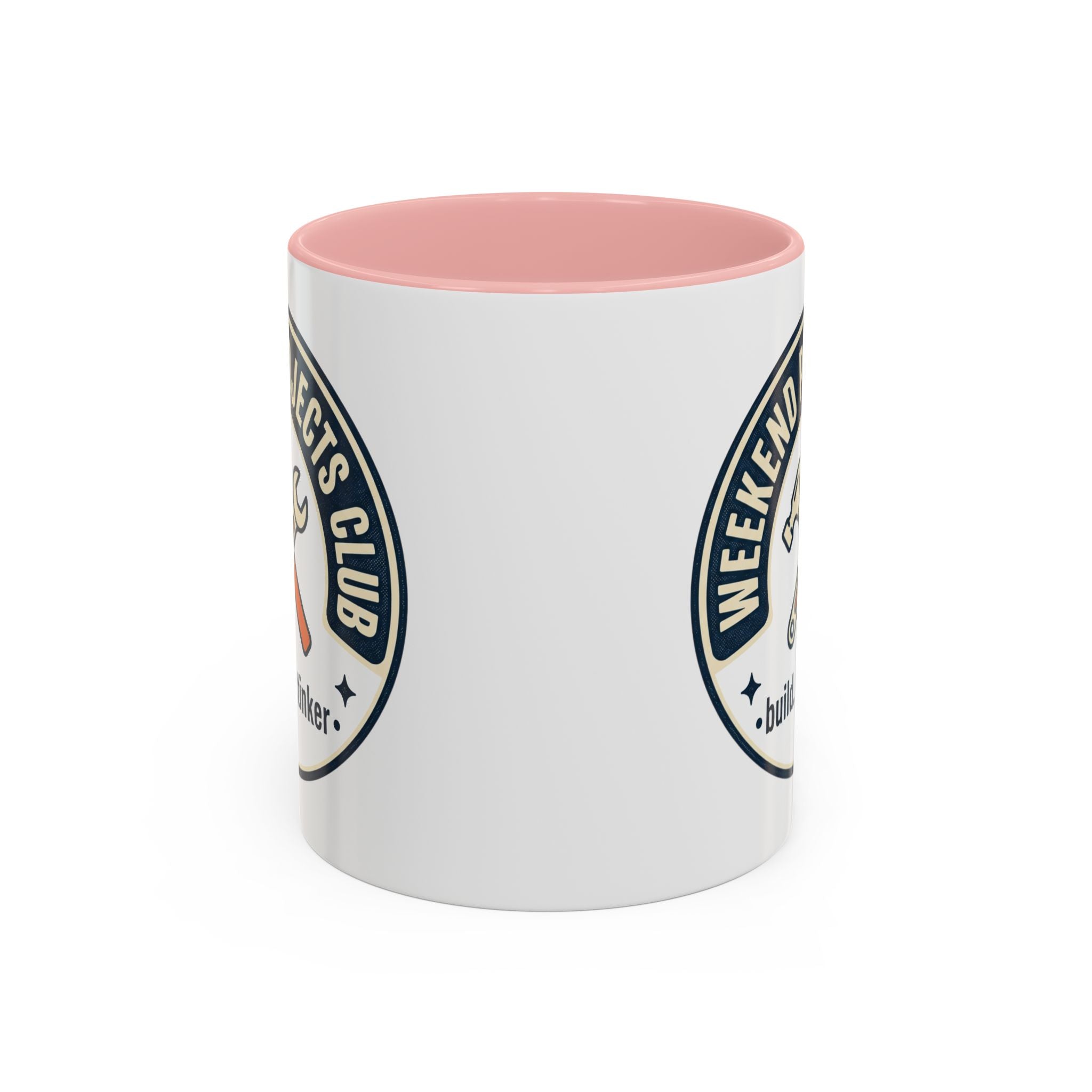 Weekend Projects Club Coffee Mug — "build. fix. tinker." Accent Ceramic Mug (11/15oz)