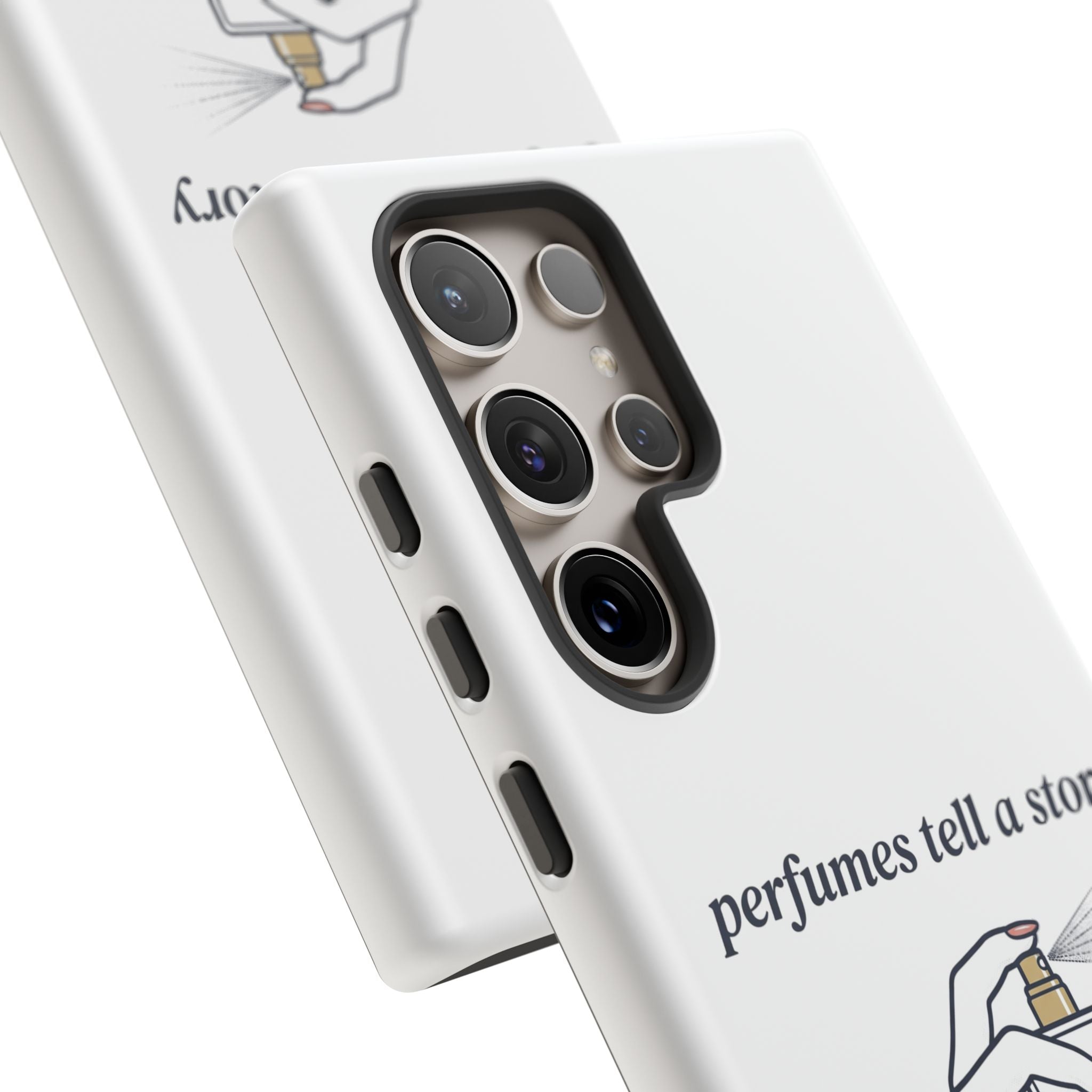 Phone Case — "perfumes tell a story" Minimalist Perfume Bottle Design