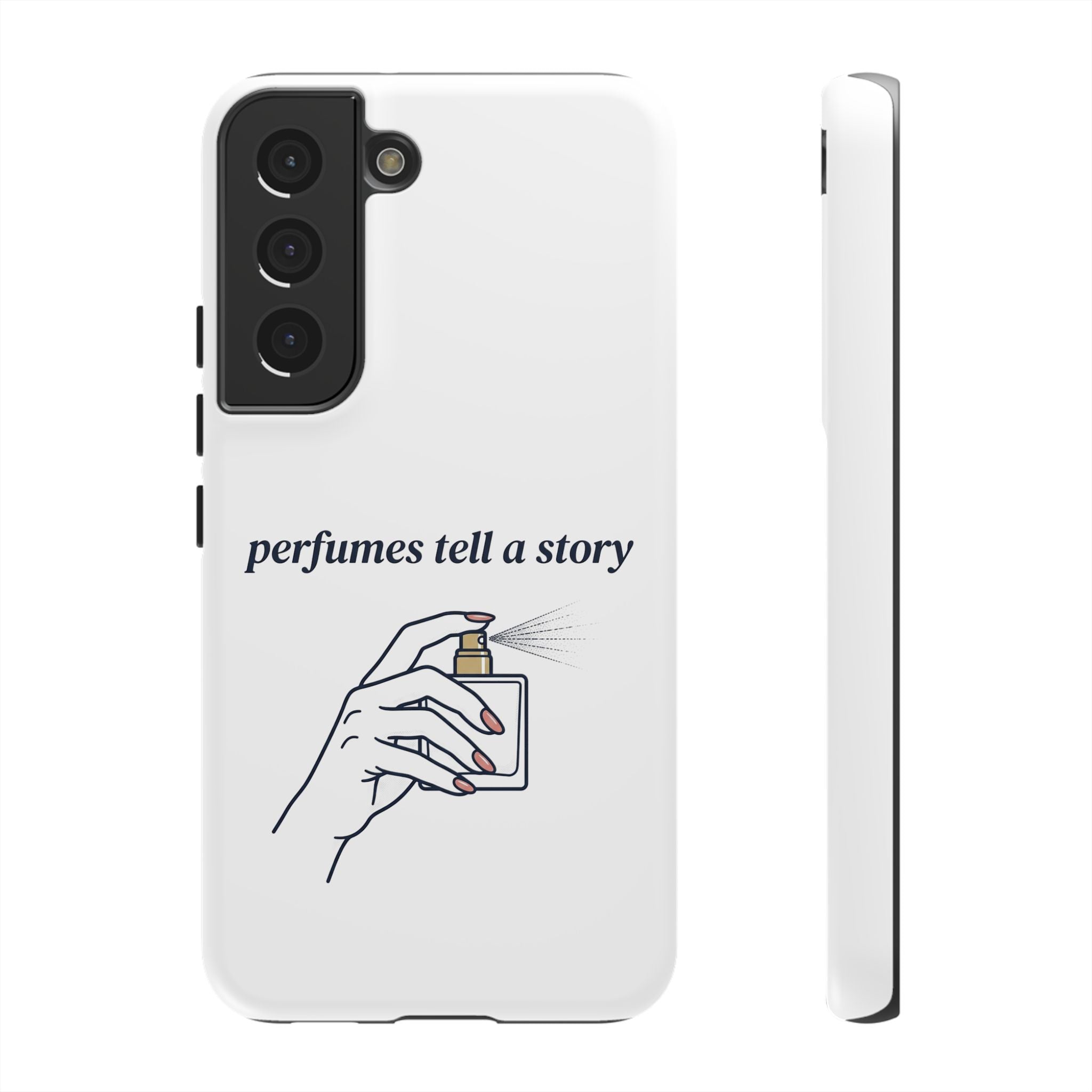 Phone Case — "perfumes tell a story" Minimalist Perfume Bottle Design