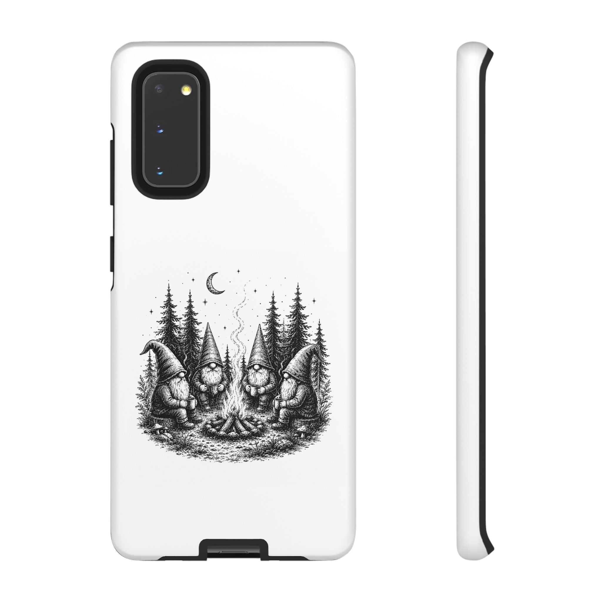 Gnome Campfire Protective Phone Case — Night Forest Illustration